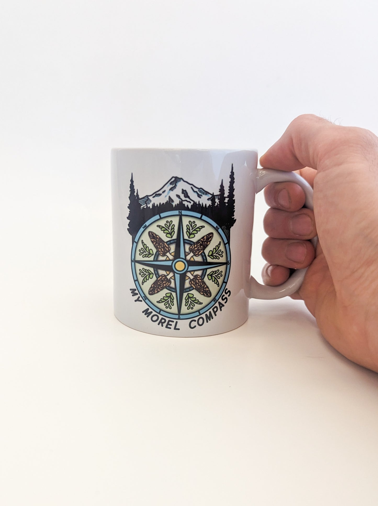 My Morel Compass | Funny Morel Mushroom Mug | Mushroom Artwork on Ceramic Cup | 11oz/15oz Sizes