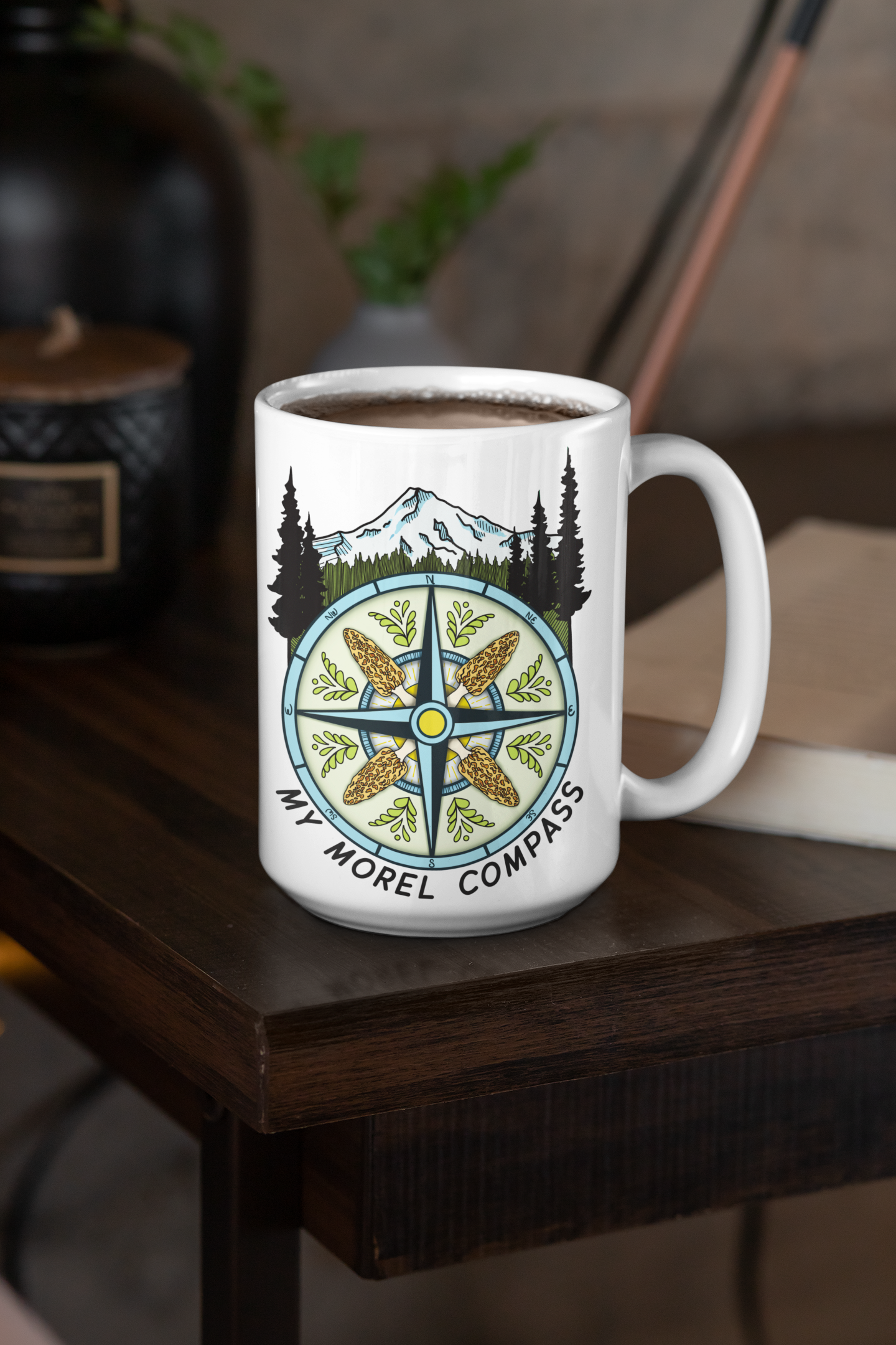 My Morel Compass | Funny Morel Mushroom Mug | Mushroom Artwork on Ceramic Cup | 11oz/15oz Sizes