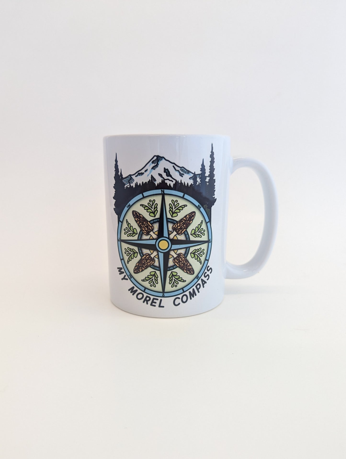 My Morel Compass | Funny Morel Mushroom Mug | Mushroom Artwork on Ceramic Cup | 11oz/15oz Sizes