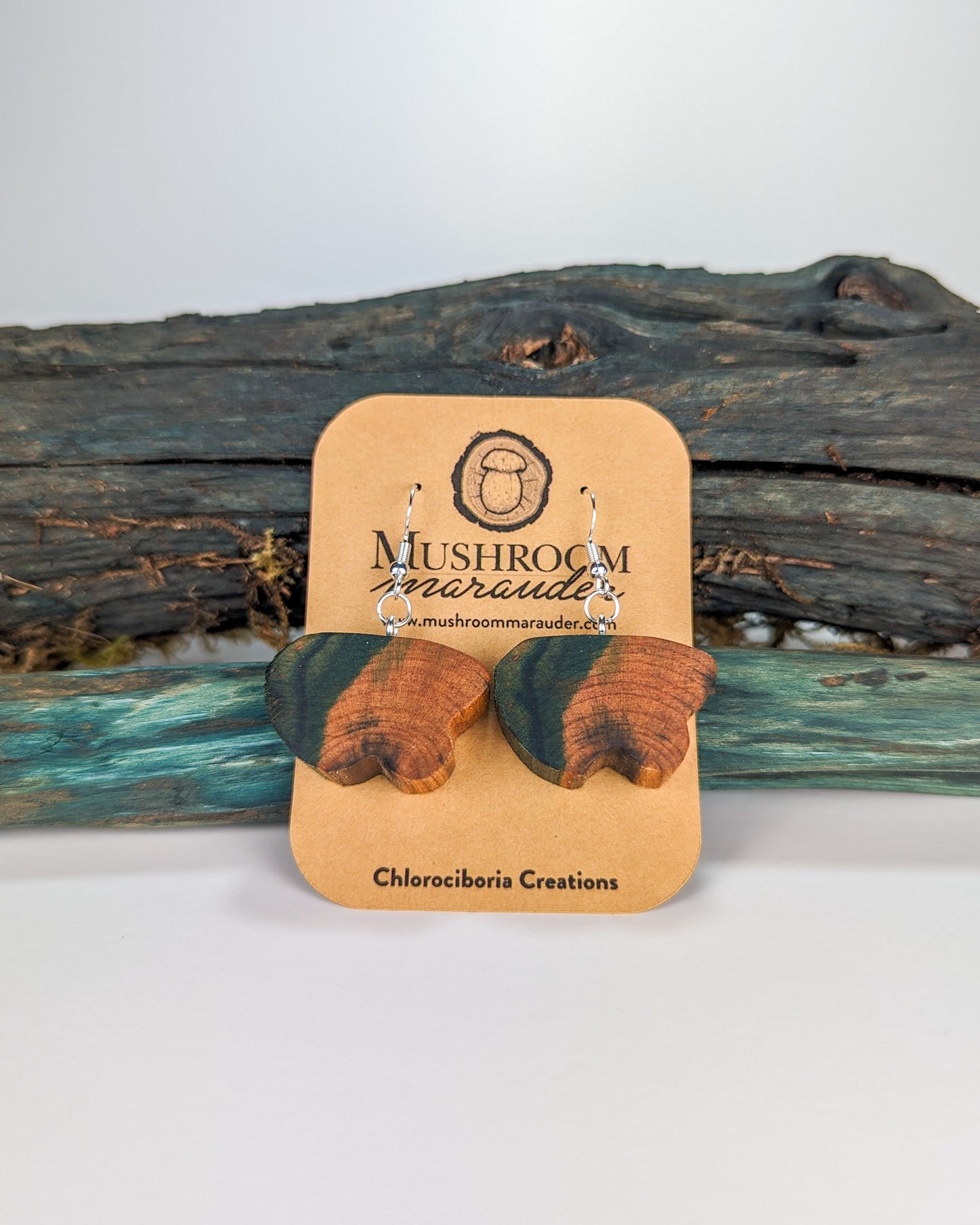 Naturally Fungus-Stained Wooden Earrings | Polar Bears, Maybe? Sure, They're Polar Bears!
