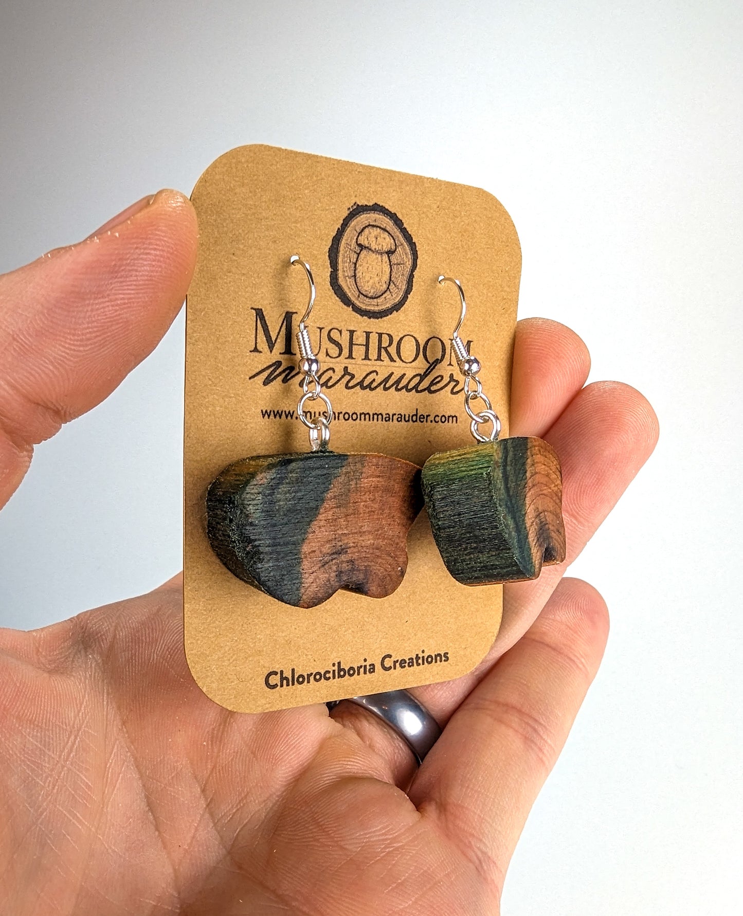 Naturally Fungus-Stained Wooden Earrings | Polar Bears, Maybe? Sure, They're Polar Bears!