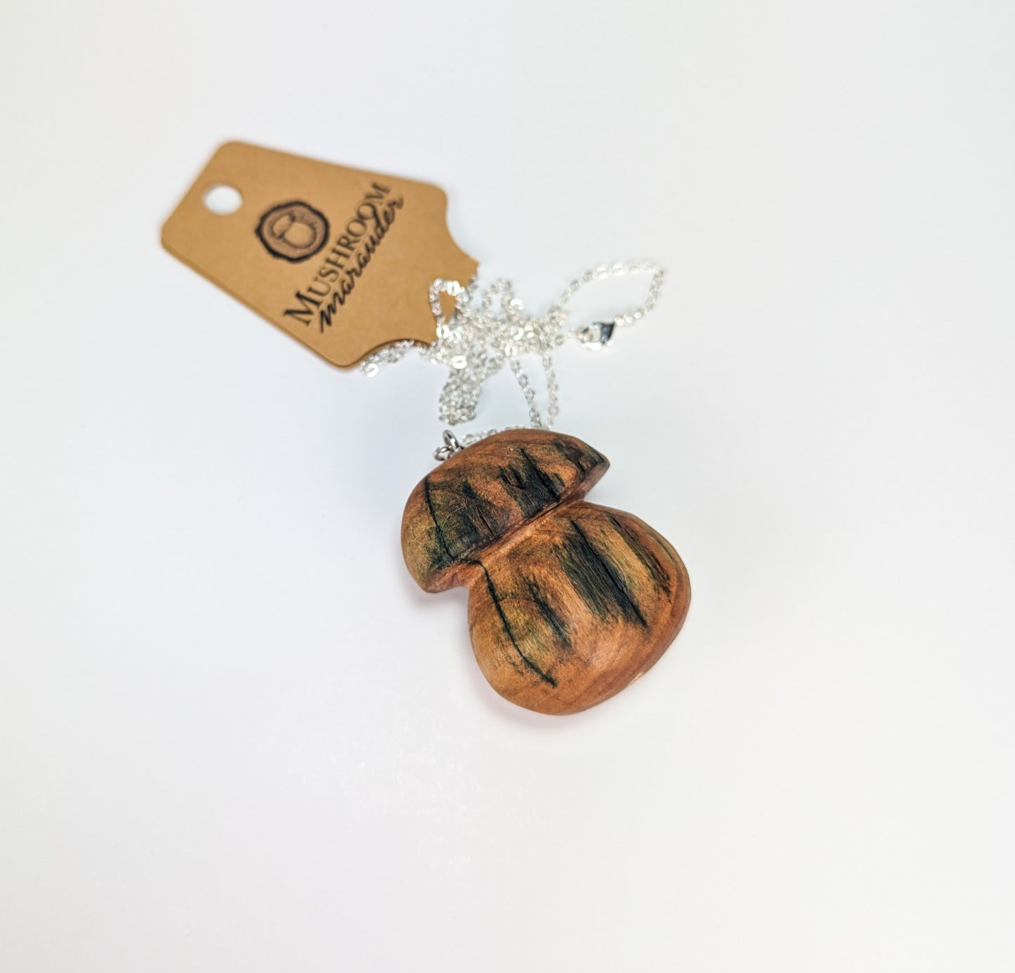 Naturally Fungus-Stained Wooden Pendant | Large Porcini