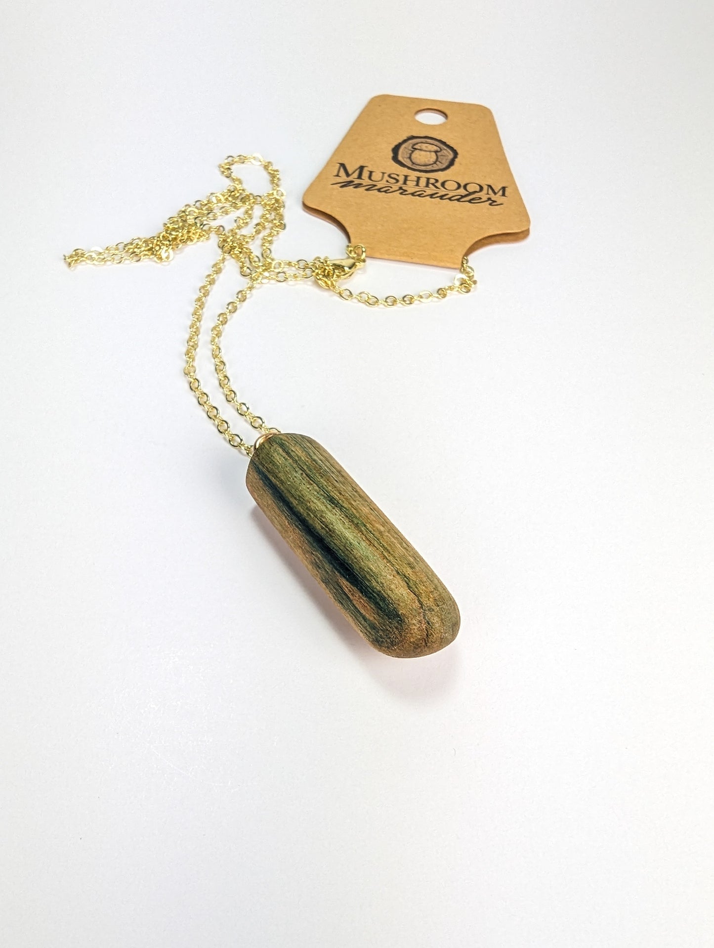 Naturally Fungus-Stained Wooden Pendant | Irregular Cylinder