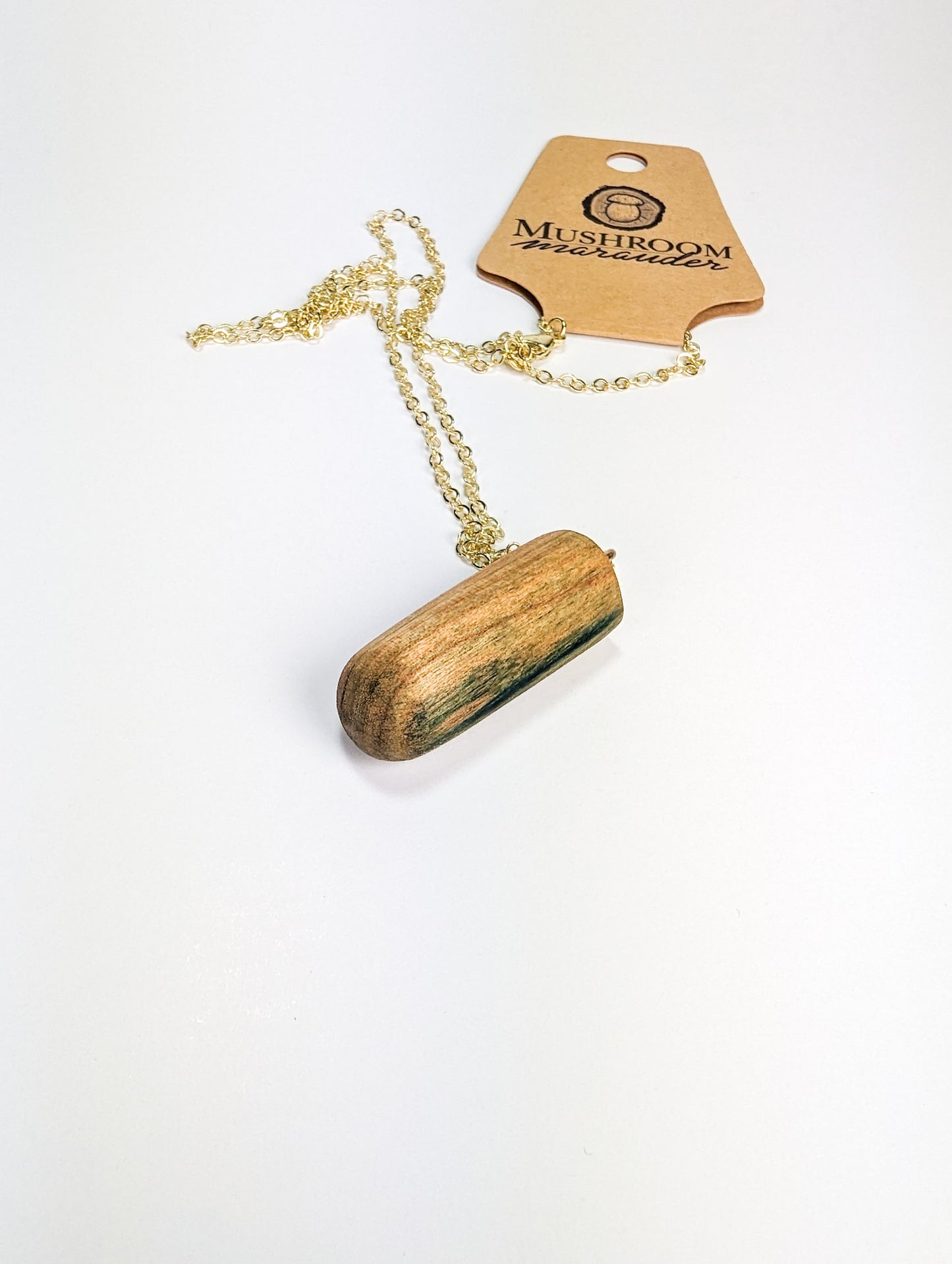 Naturally Fungus-Stained Wooden Pendant | Irregular Cylinder