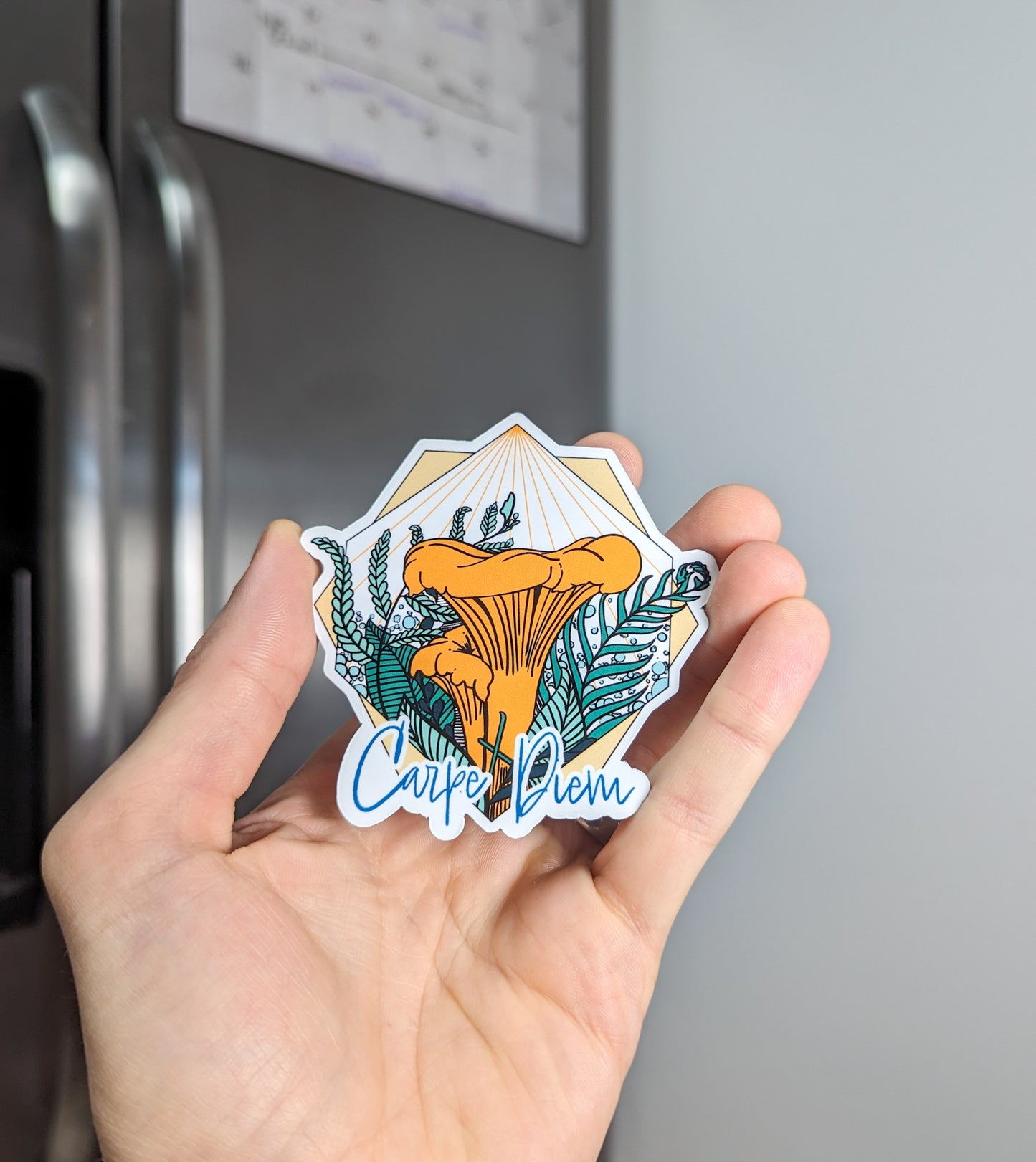 Carpe Diem Chanterelle | Inspirational Mushroom Magnet