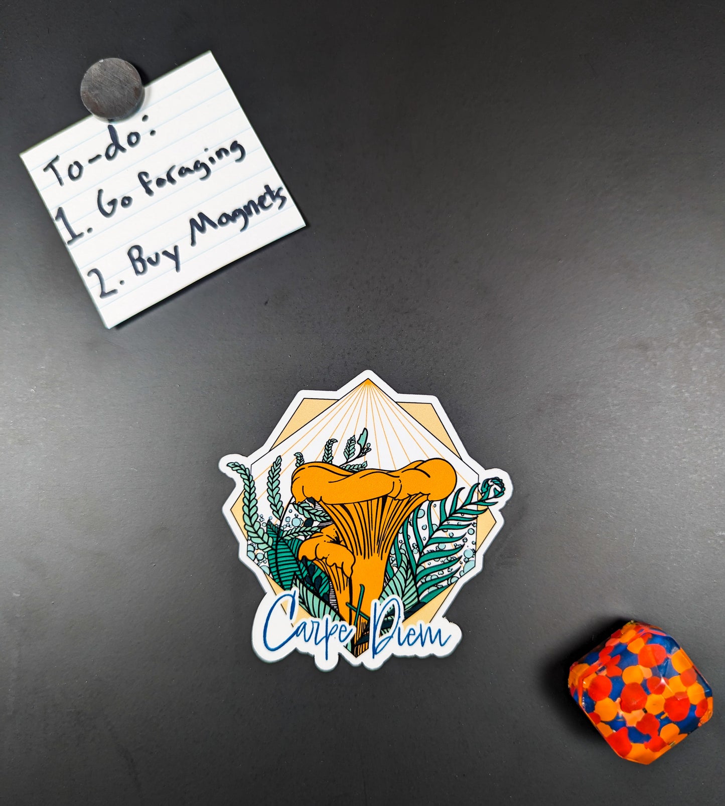 Carpe Diem Chanterelle | Inspirational Mushroom Magnet