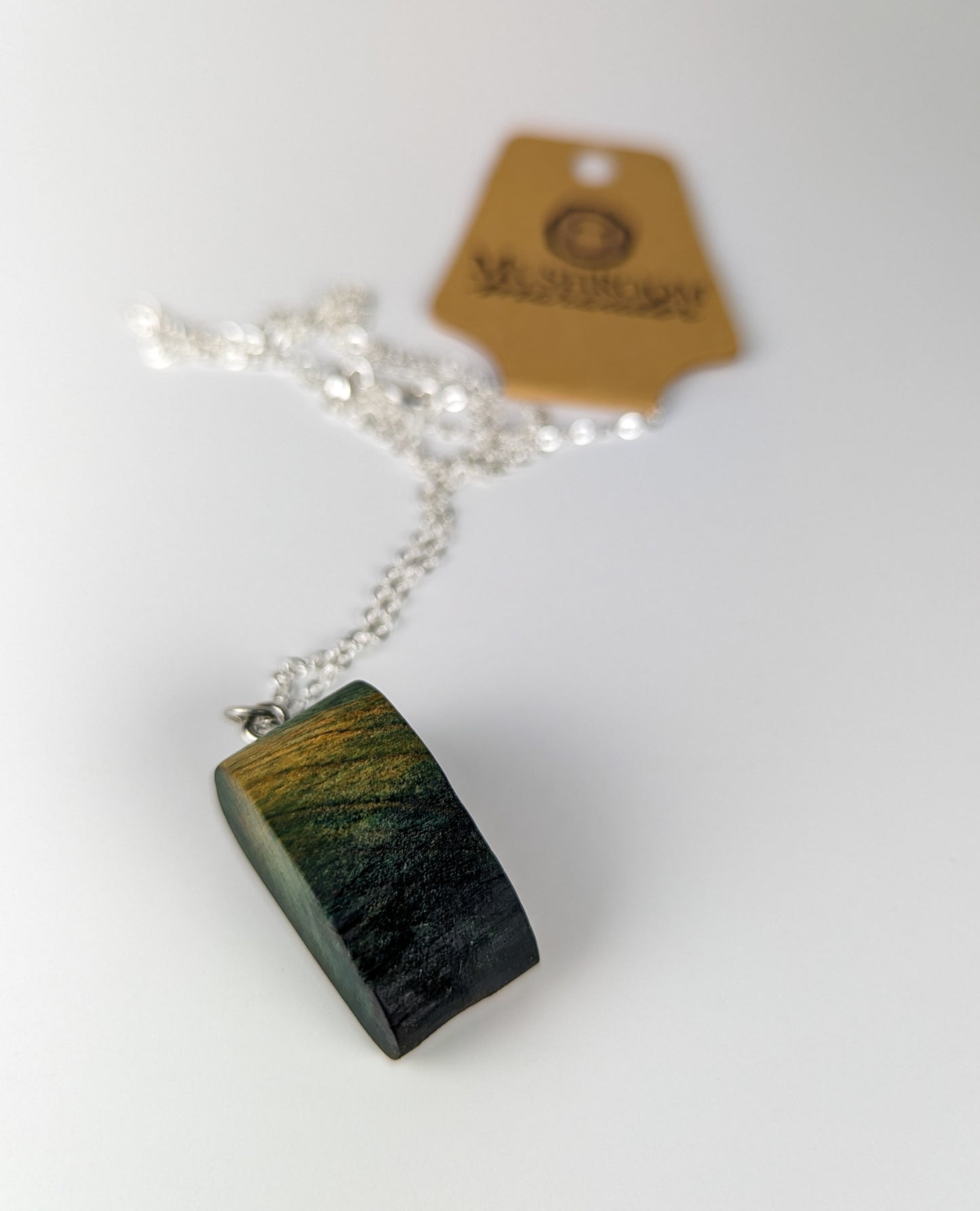 Naturally Fungus Stained Wooden Pendant | Chunky Shape with Chunk Missing