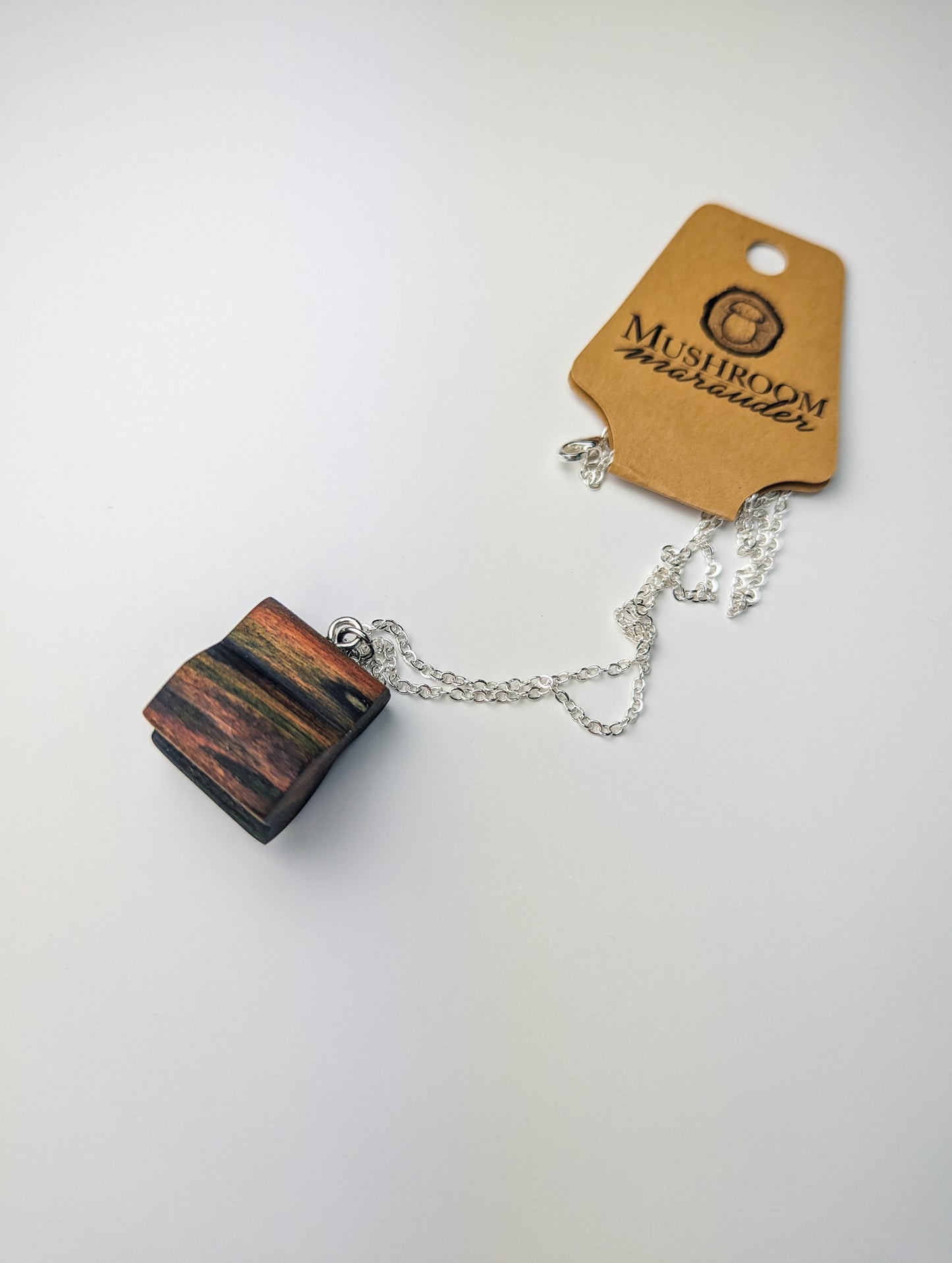 Naturally Fungus-Stained Wooden Pendant | Abstract Chunk #2