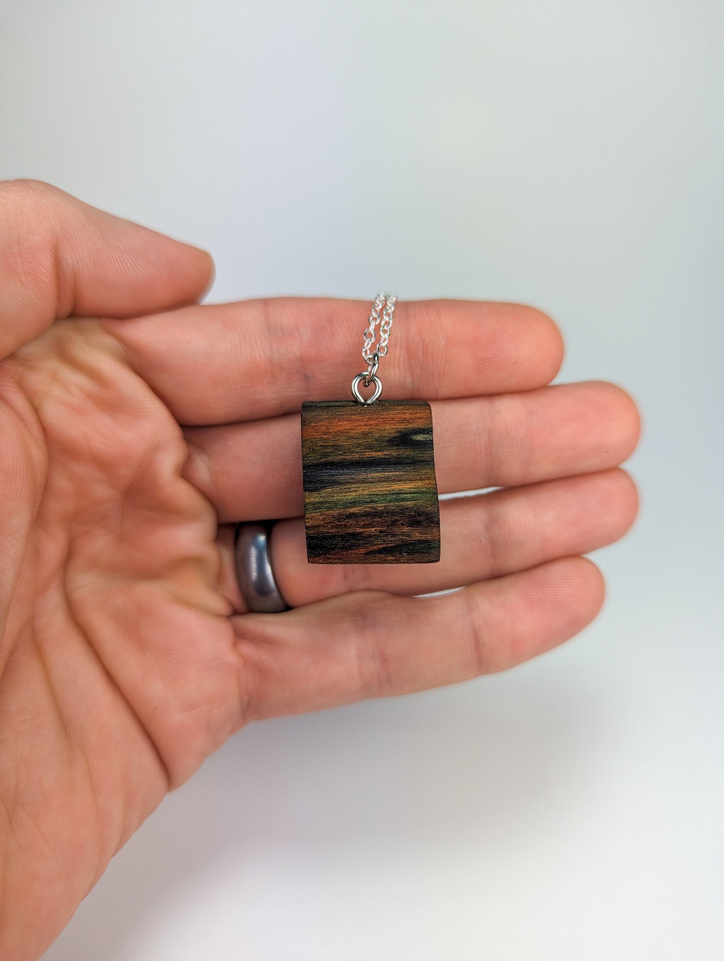 Naturally Fungus-Stained Wooden Pendant | Abstract Chunk #2