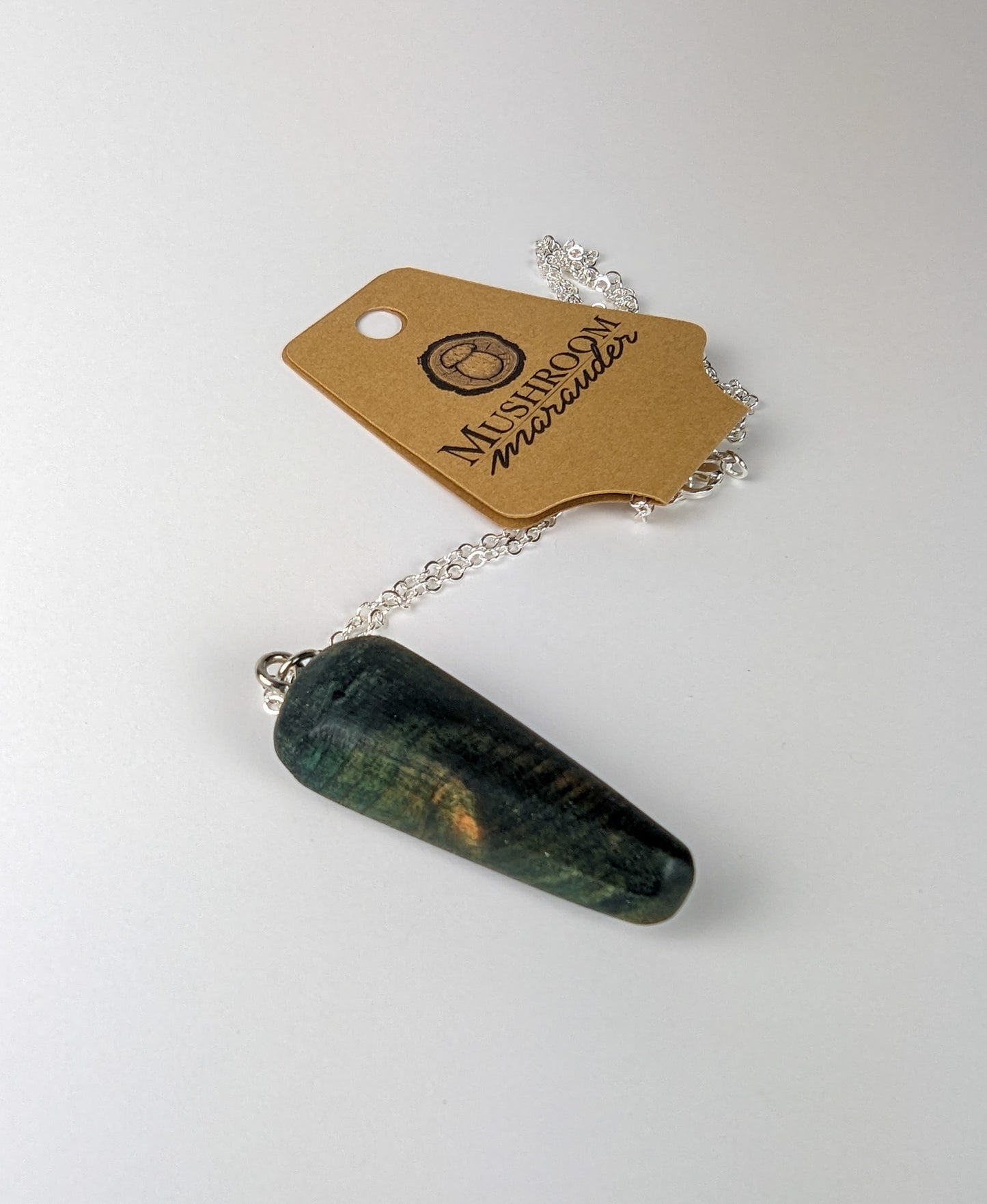 Naturally Fungus-Stained Wooden Pendant | Rounded Triangle
