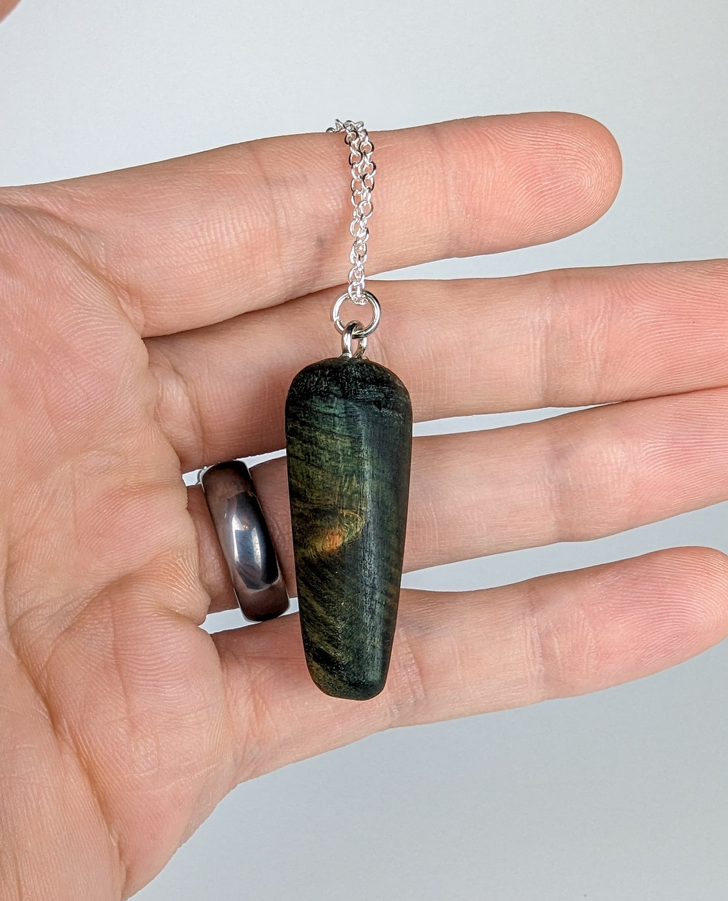 Naturally Fungus-Stained Wooden Pendant | Rounded Triangle