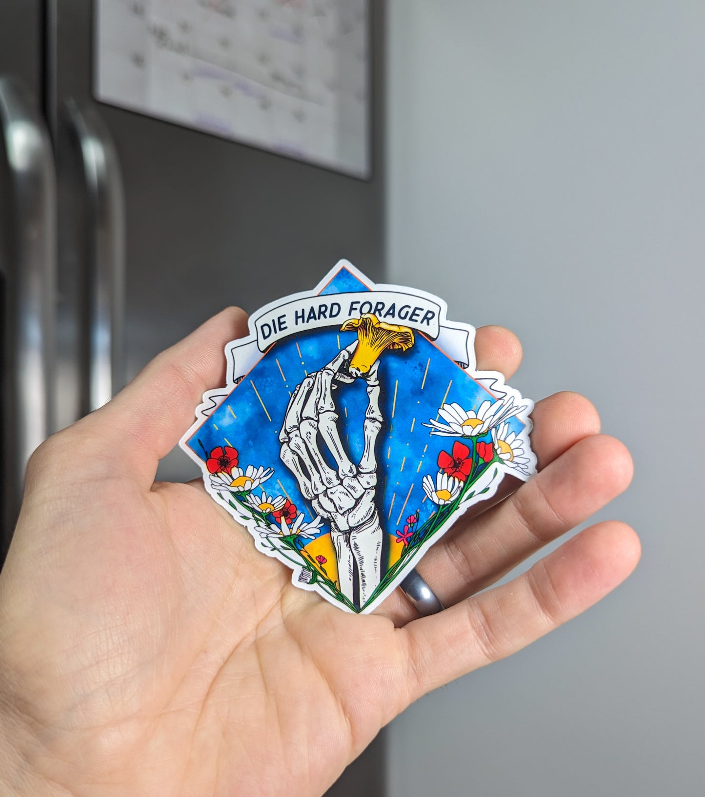 Die Hard Forager | Morbid Chanterelle Mushroom Magnet