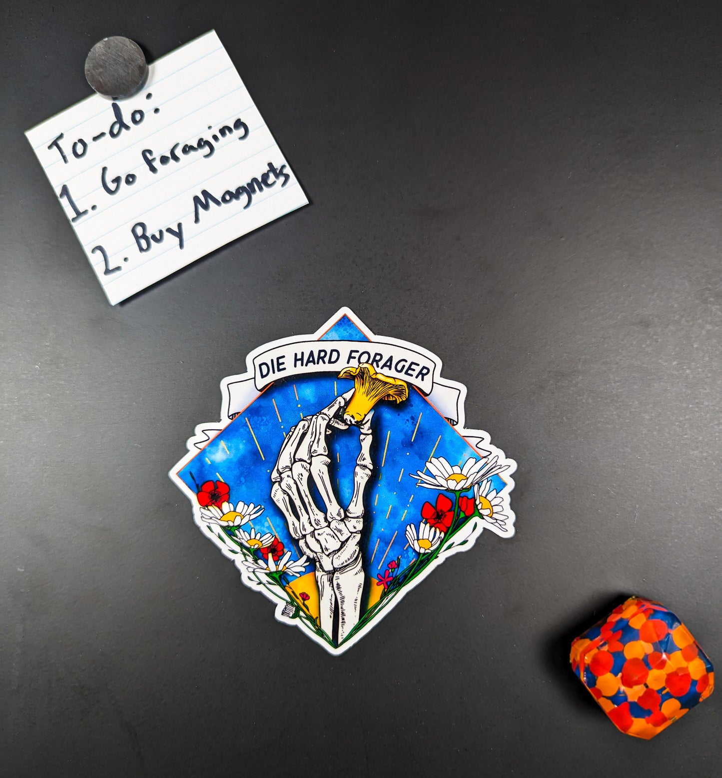 Die Hard Forager | Morbid Chanterelle Mushroom Magnet