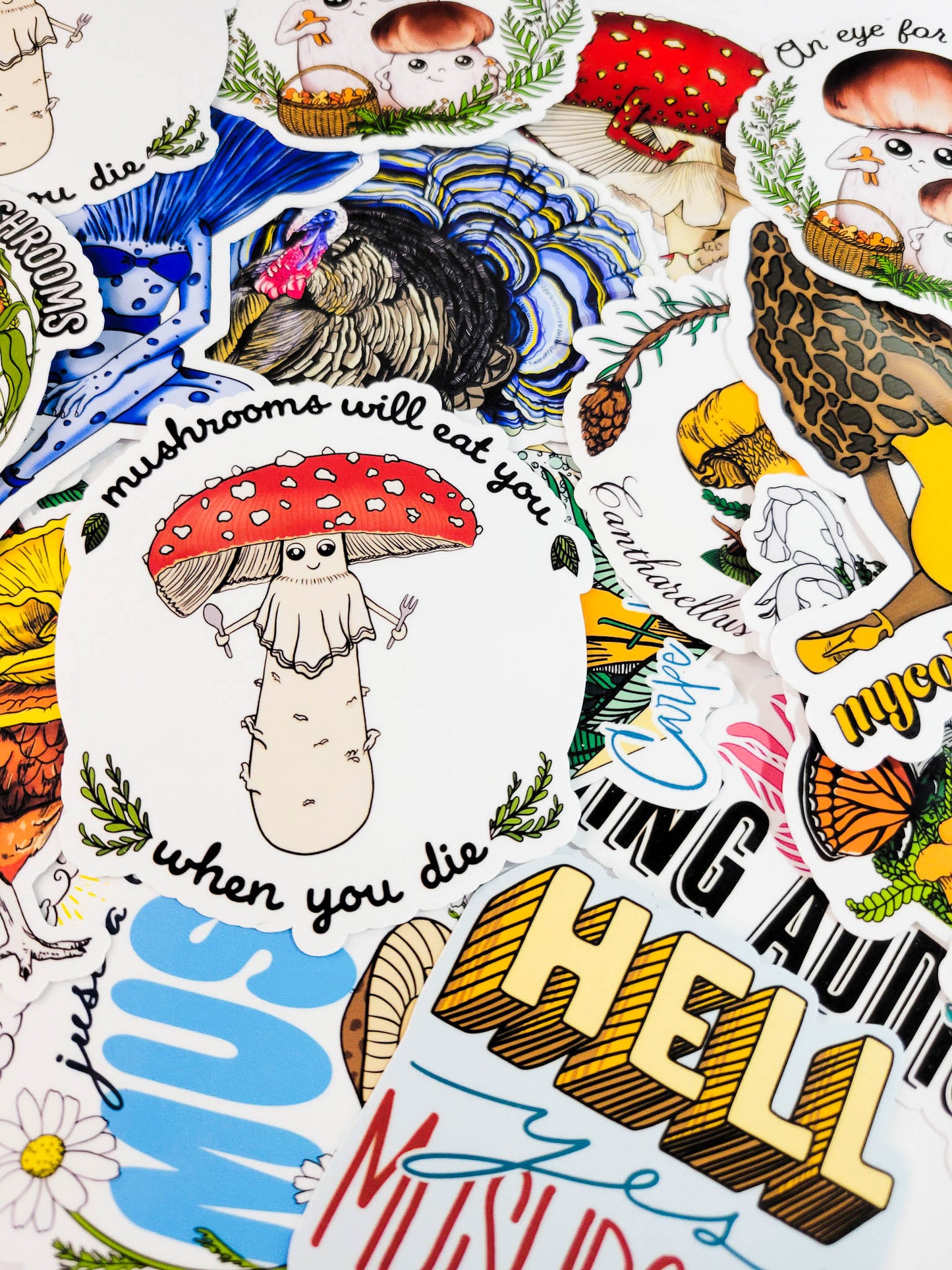 The Fullest Monty! 37 Mushroom Stickers +Kiss-Cut Sticker Sheet with 5 stickers