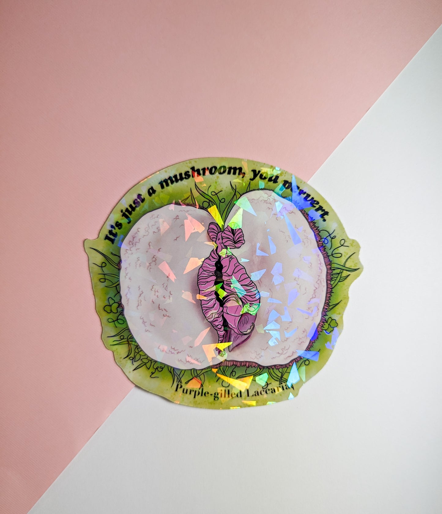 Purple Gilled Laccaria | Adult Humor Mushroom Sticker | It's Just a Mushroom, You Pervert