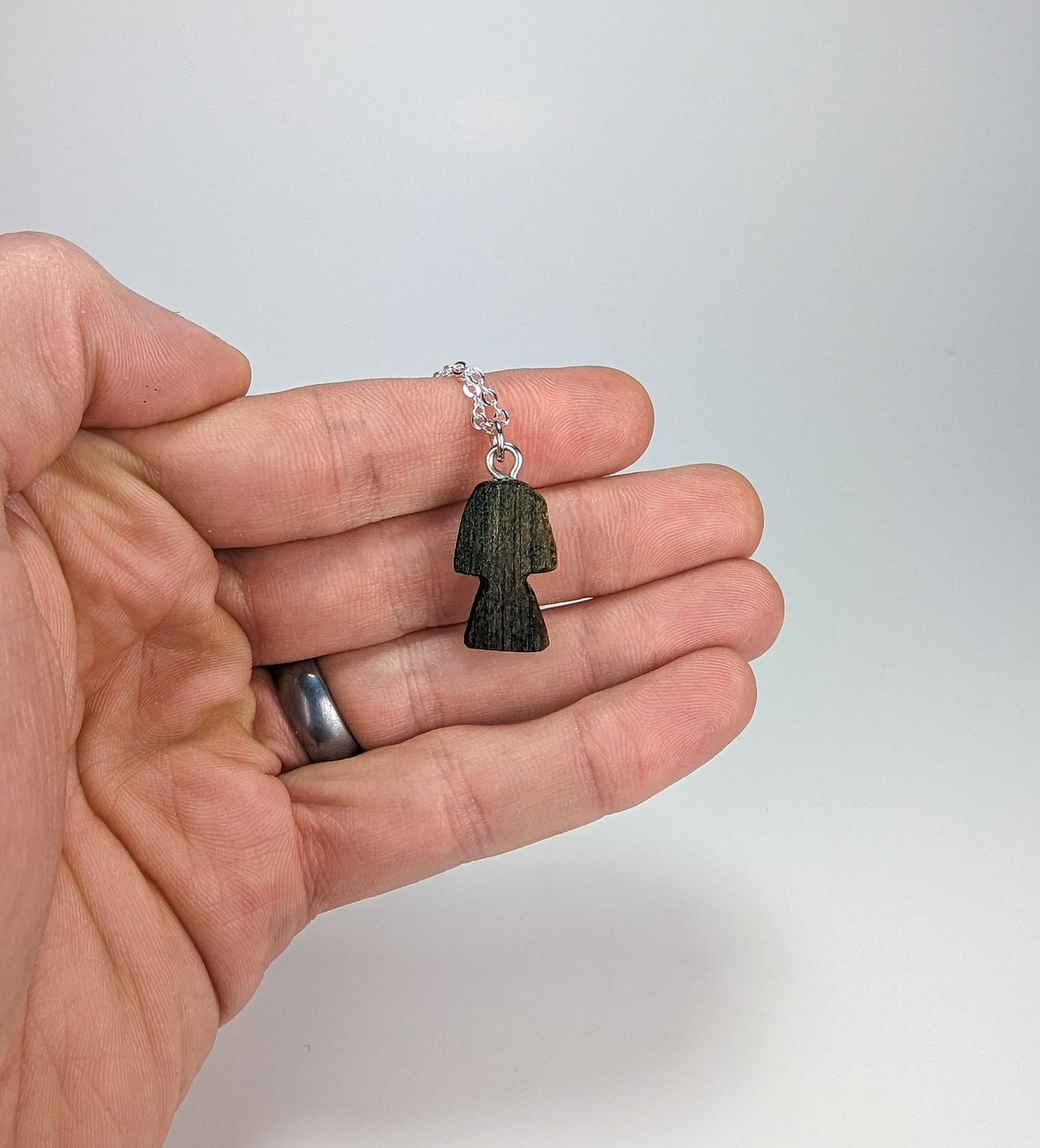 Naturally Fungus-Stained Wooden Pendant | Morel Mushroom Pendant (Flat Back)