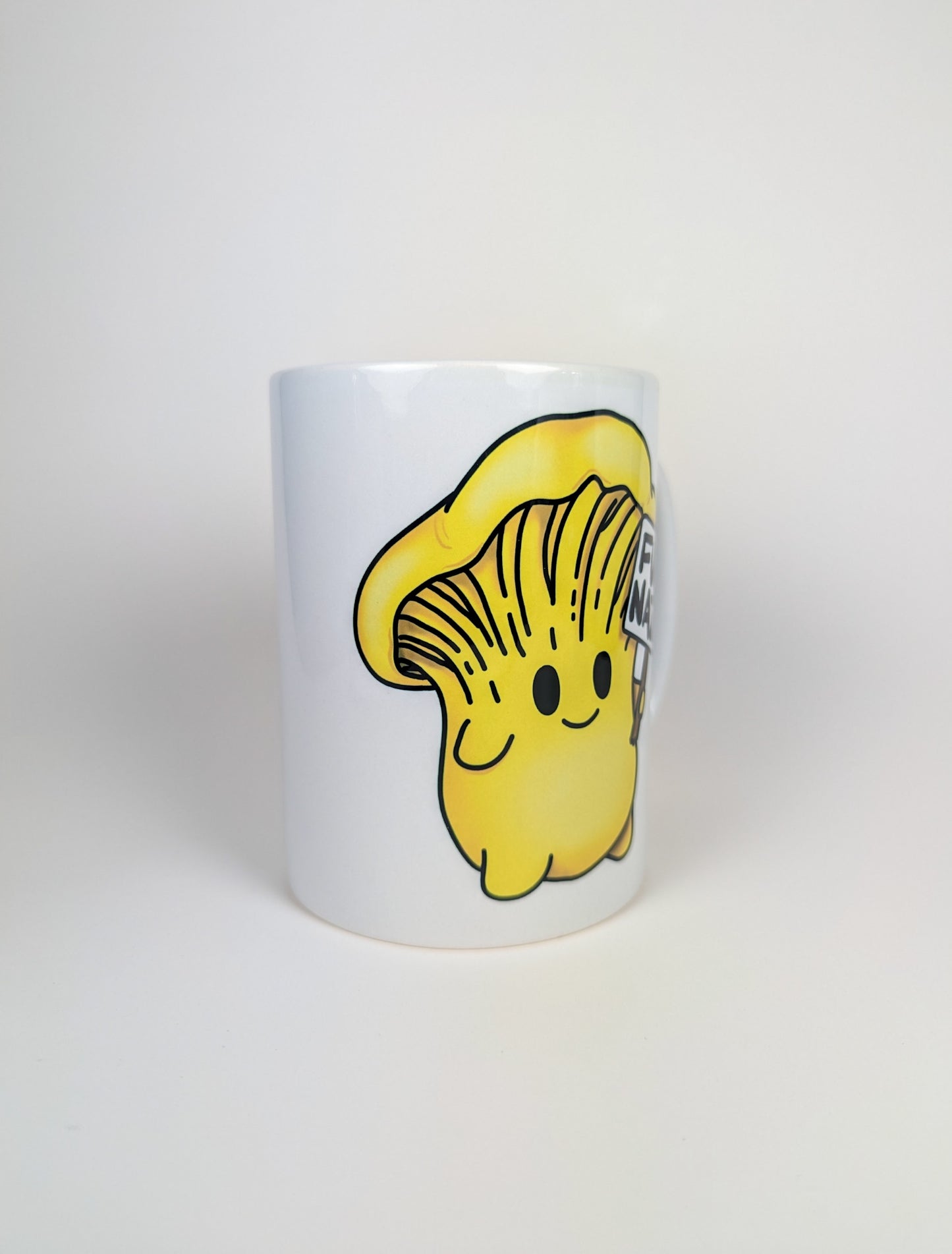 Fuck Nazis Chanterelle | Anti-Nazi Mushroom Mug | Mushroom Artwork on Ceramic Cup | 11oz/15oz Sizes