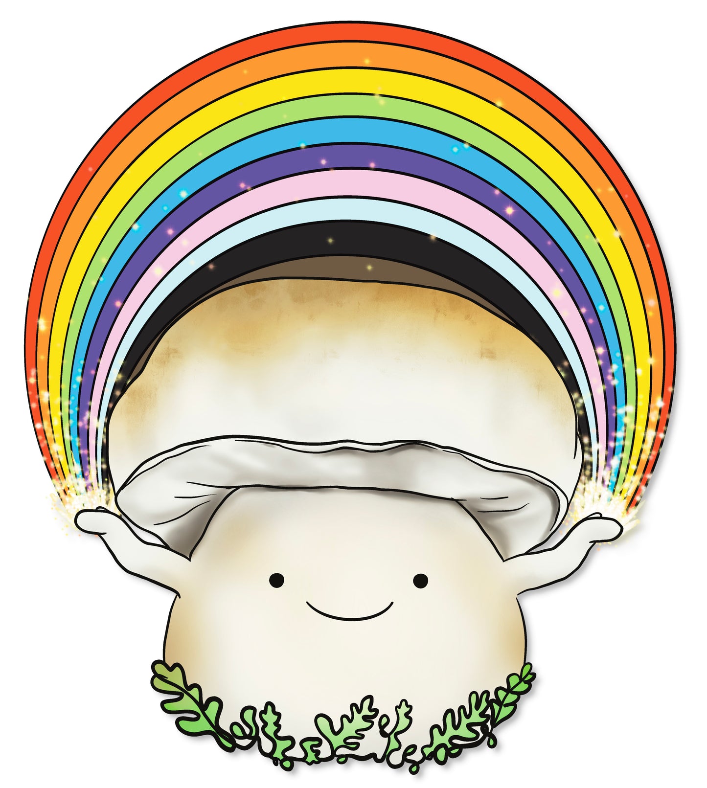Porcini Mushroom Pride Sticker | King Bolete/Porcini Holding Rainbow