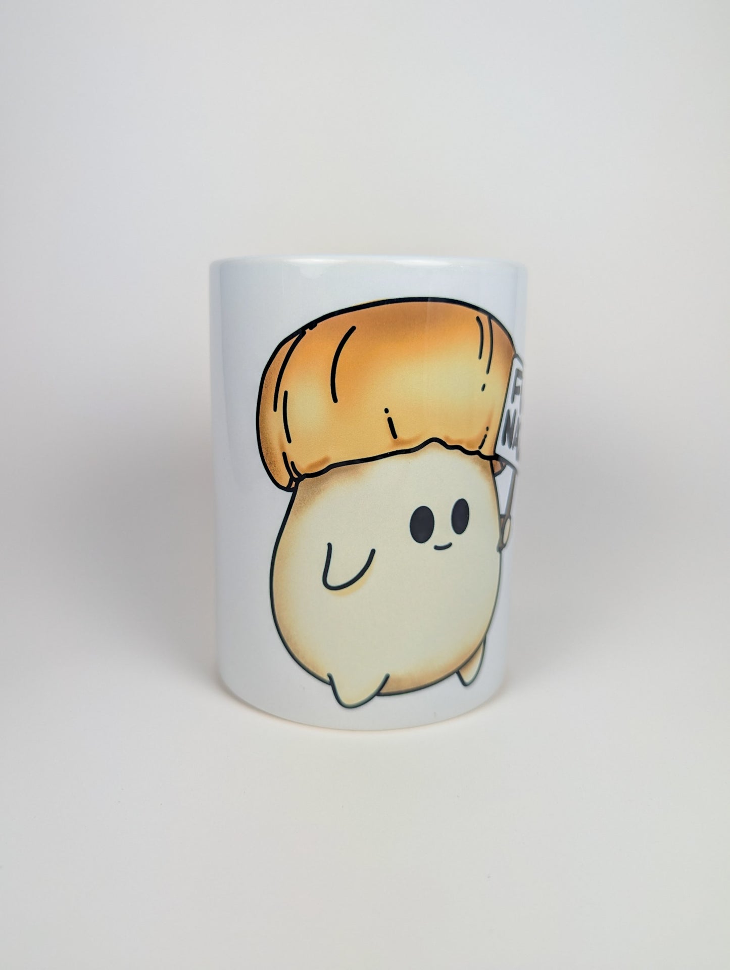 Fuck Nazis Porcini | Anti-Nazi Mushroom Mug | Mushroom Artwork on Ceramic Cup | 11oz/15oz Sizes