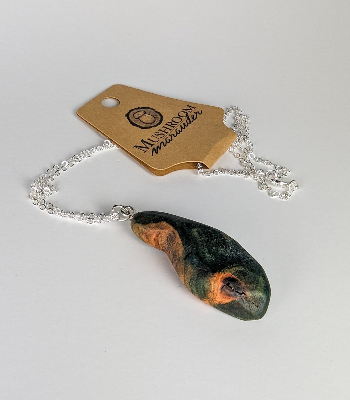 Naturally Fungus-Stained Wooden Pendant | Organic Shape (Gourd?)