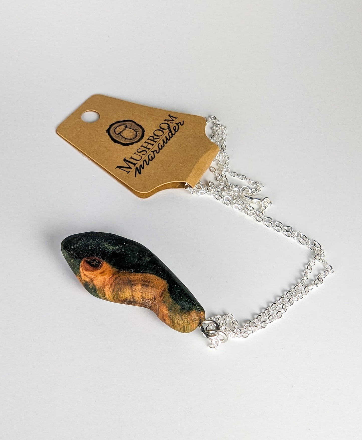 Naturally Fungus-Stained Wooden Pendant | Organic Shape (Gourd?)