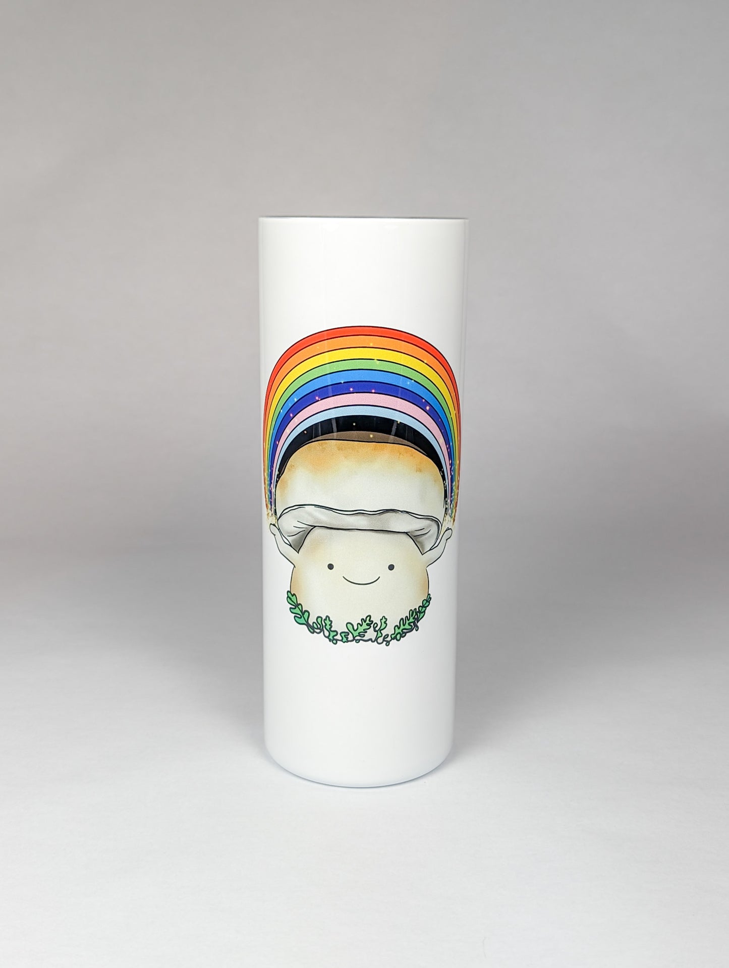 Porcini Mushroom w/Pride Rainbow | 20oz Stainless Steel Skinny Tumbler | Adorable, Inclusive Mushroom Artwork