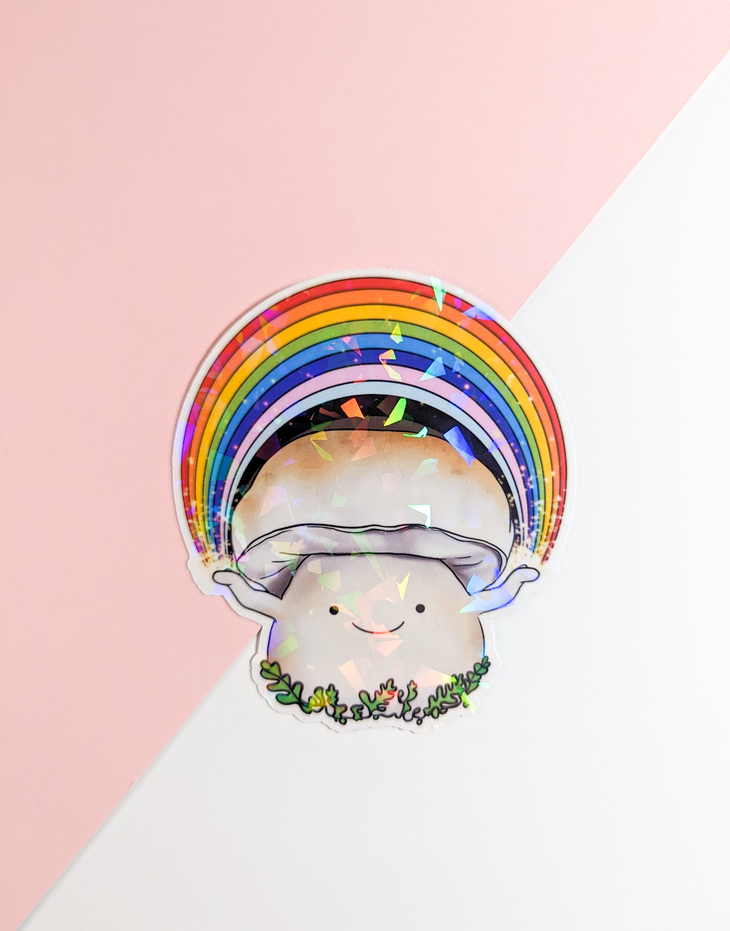 Porcini Mushroom Pride Sticker | King Bolete/Porcini Holding Rainbow