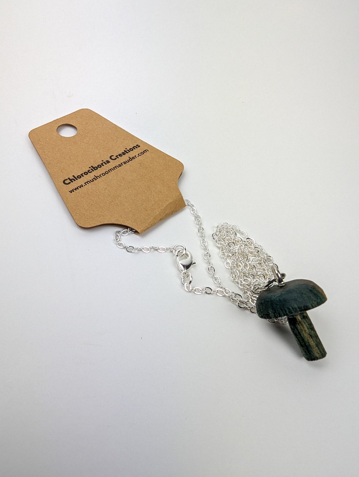 Naturally Fungus-Stained Wooden Pendant | Small Mushroom, Mebbe Russula?