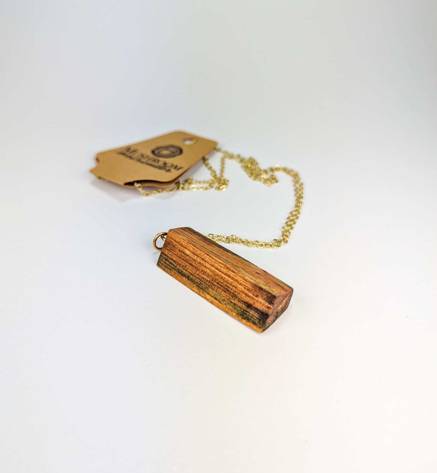 Naturally Fungus-Stained Wooden Pendant | Irregular Geometric Shape