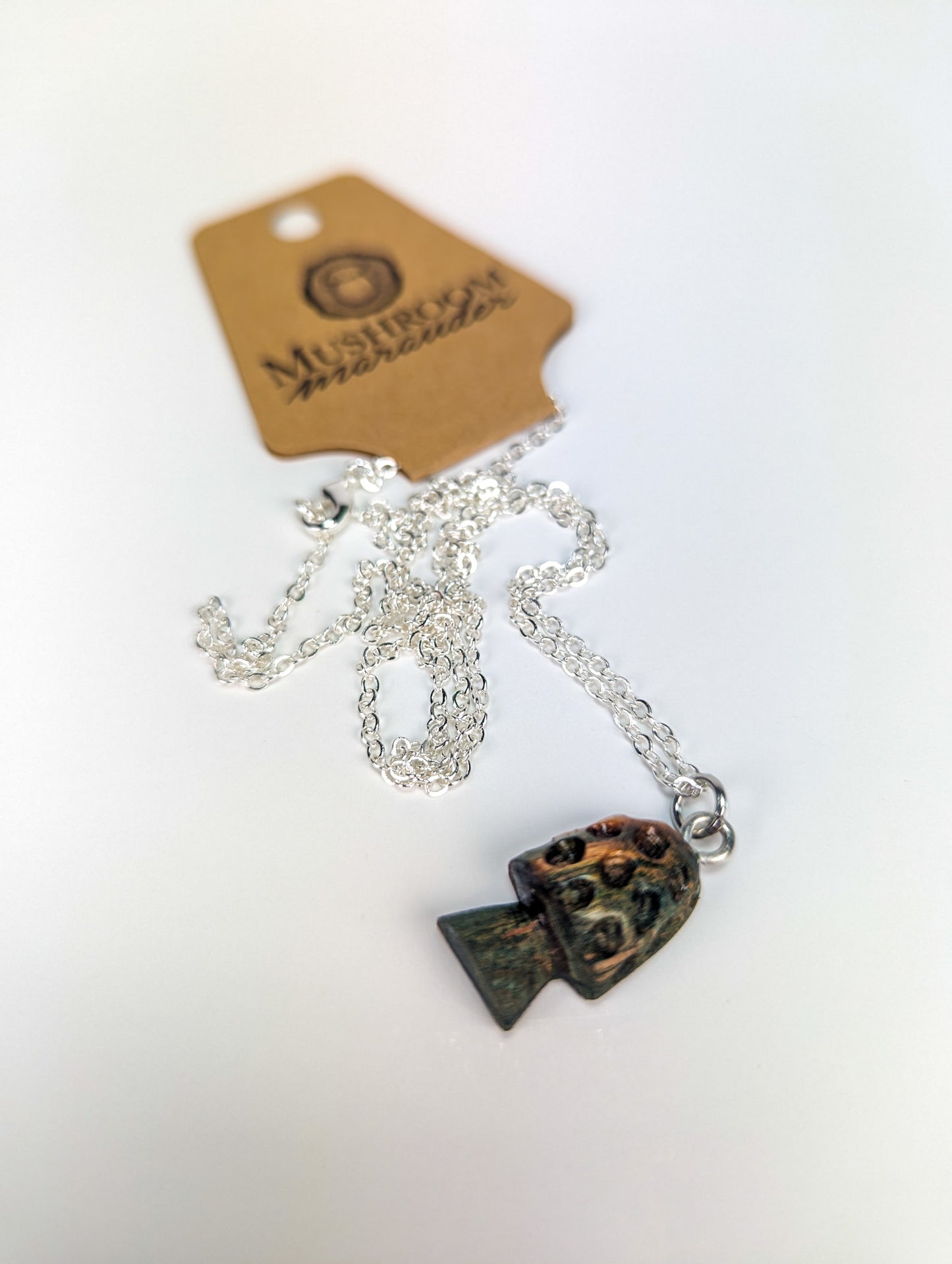 Naturally Fungus-Stained Wooden Pendant | Morel Mushroom (Flat Back #2)