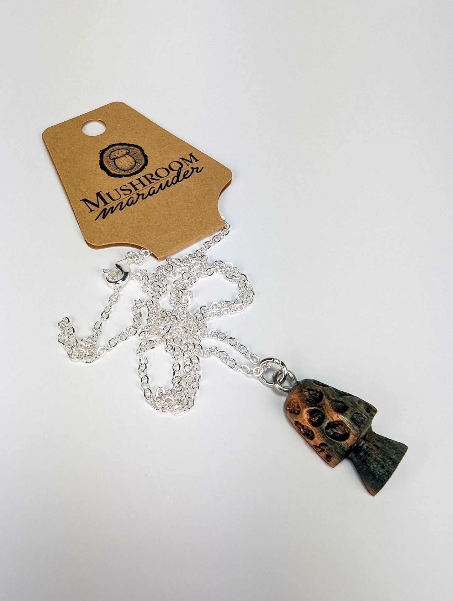 Naturally Fungus-Stained Wooden Pendant | Morel Mushroom (Flat Back #2)