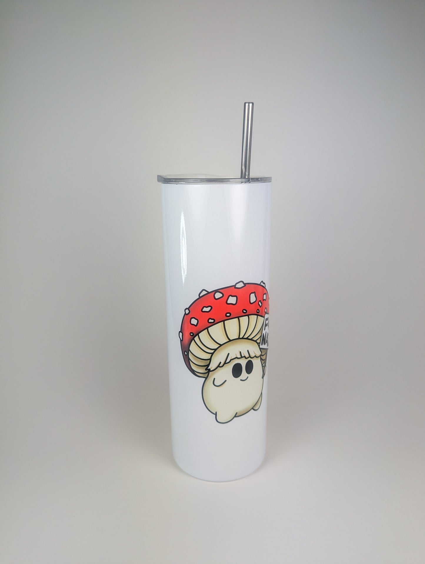 Fuck Nazis Amanita | 20oz Stainless Steel Skinny Tumbler | Anti-Oligarchy/No Kings Artwork