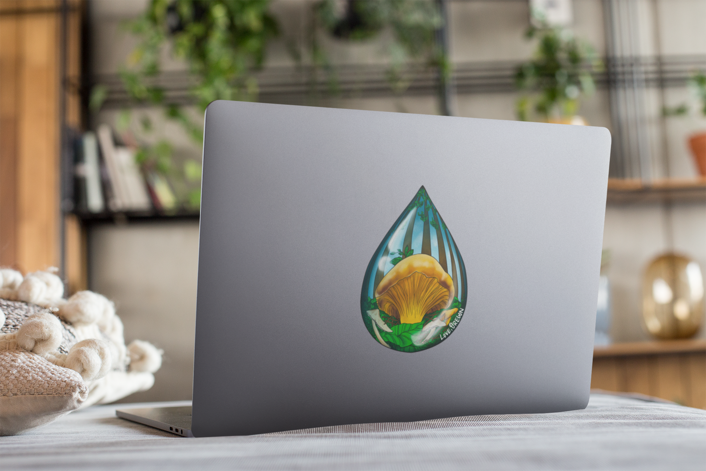 Chanterelle Mushroom Raindrop Sticker | "Love, Oregon" Realistic Mushroom Artwork