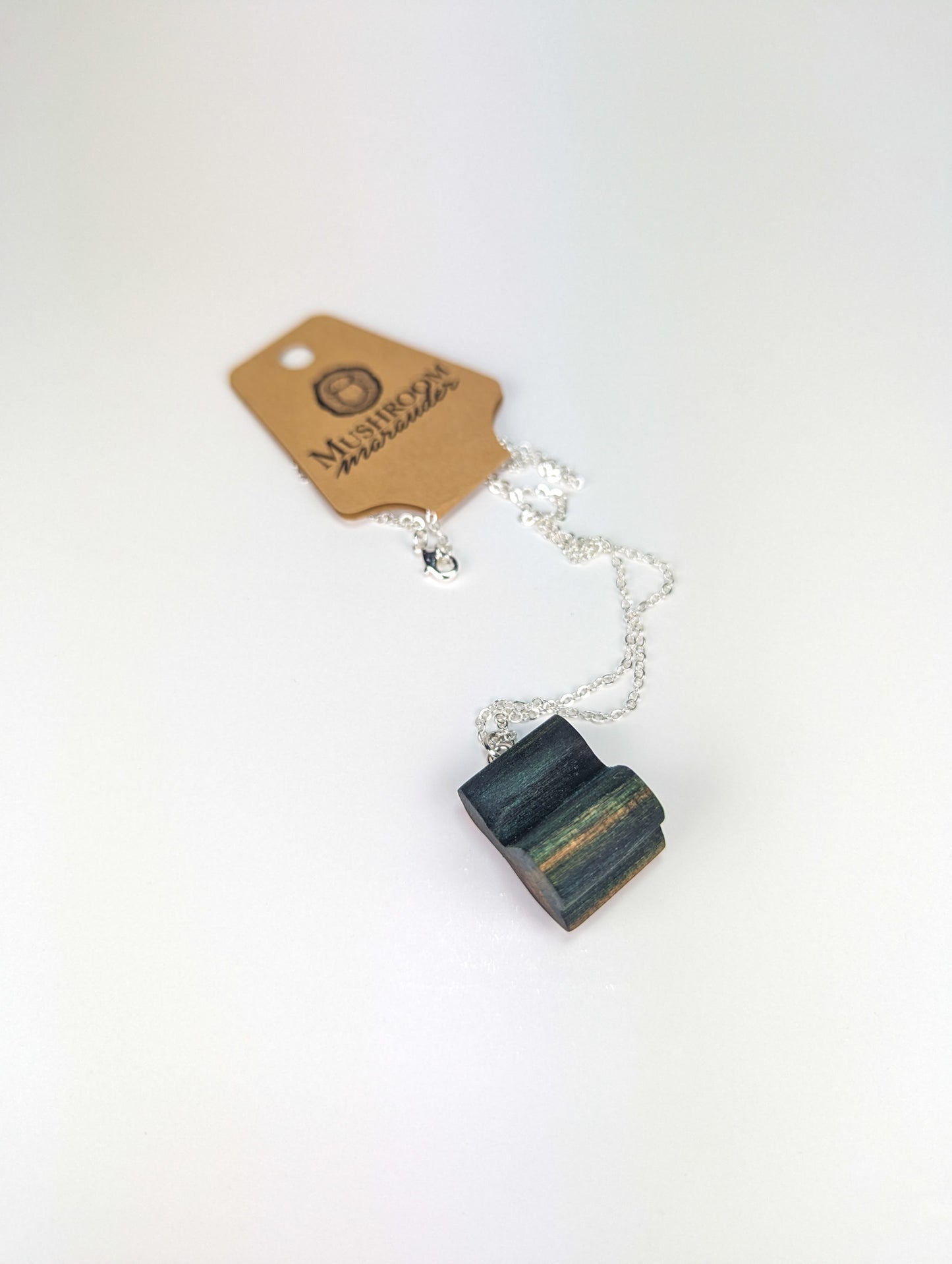 Naturally Fungus-Stained Wooden Pendant | Abstract Chunk #2