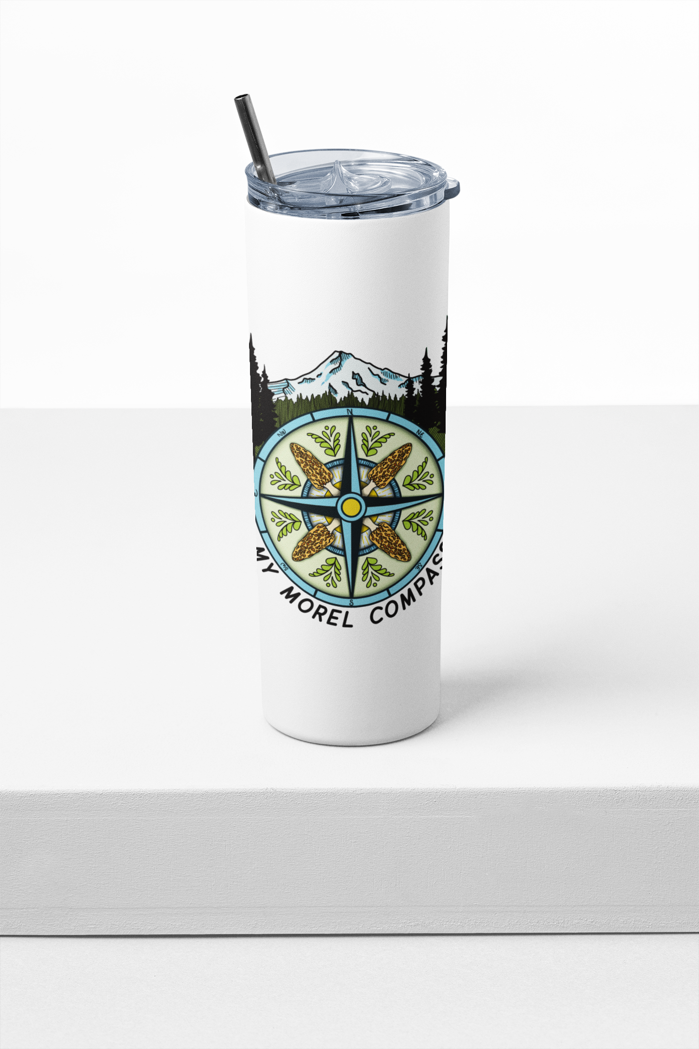 My Morel Compass | 20oz Stainless Steel Skinny Tumbler | Funny Morel Mushroom Artwork