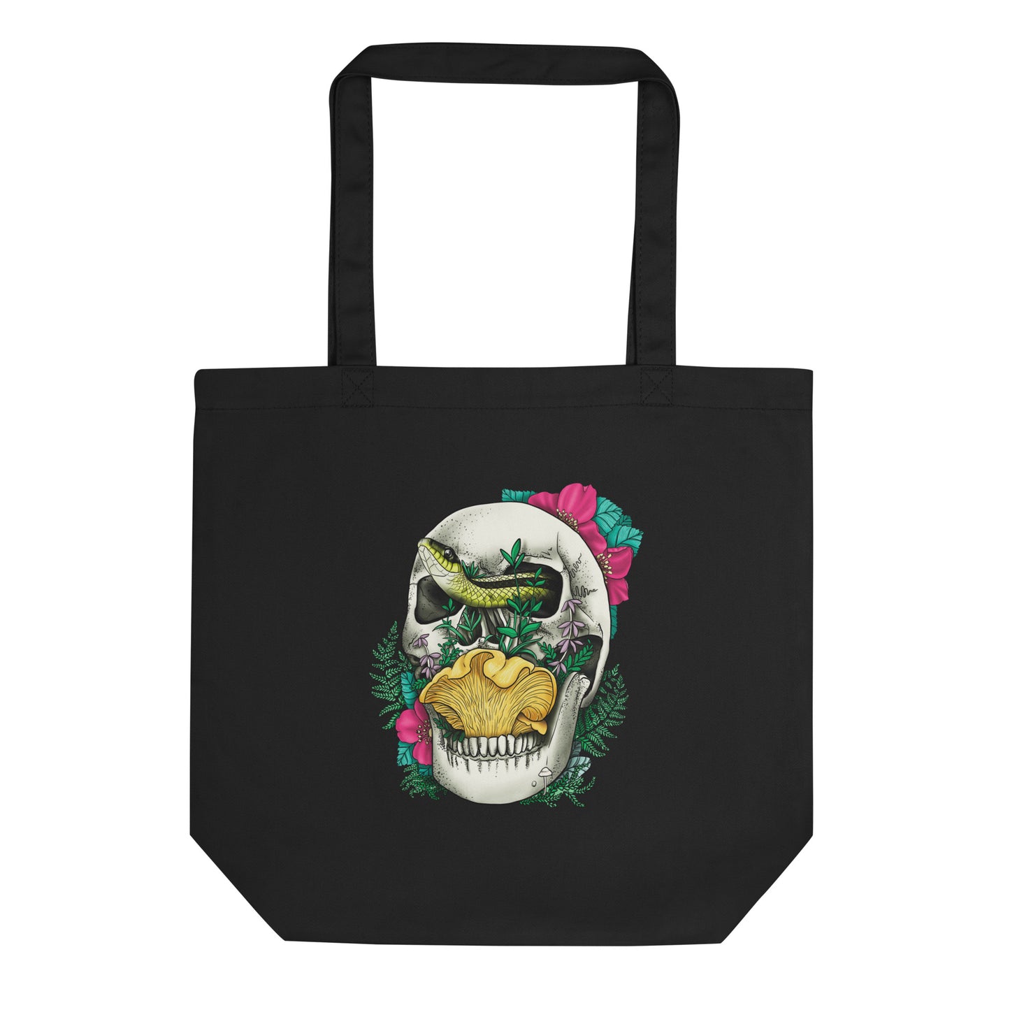 Skull, Snake and Chanterelle Mushroom | Eco-Friendly Tote Bag