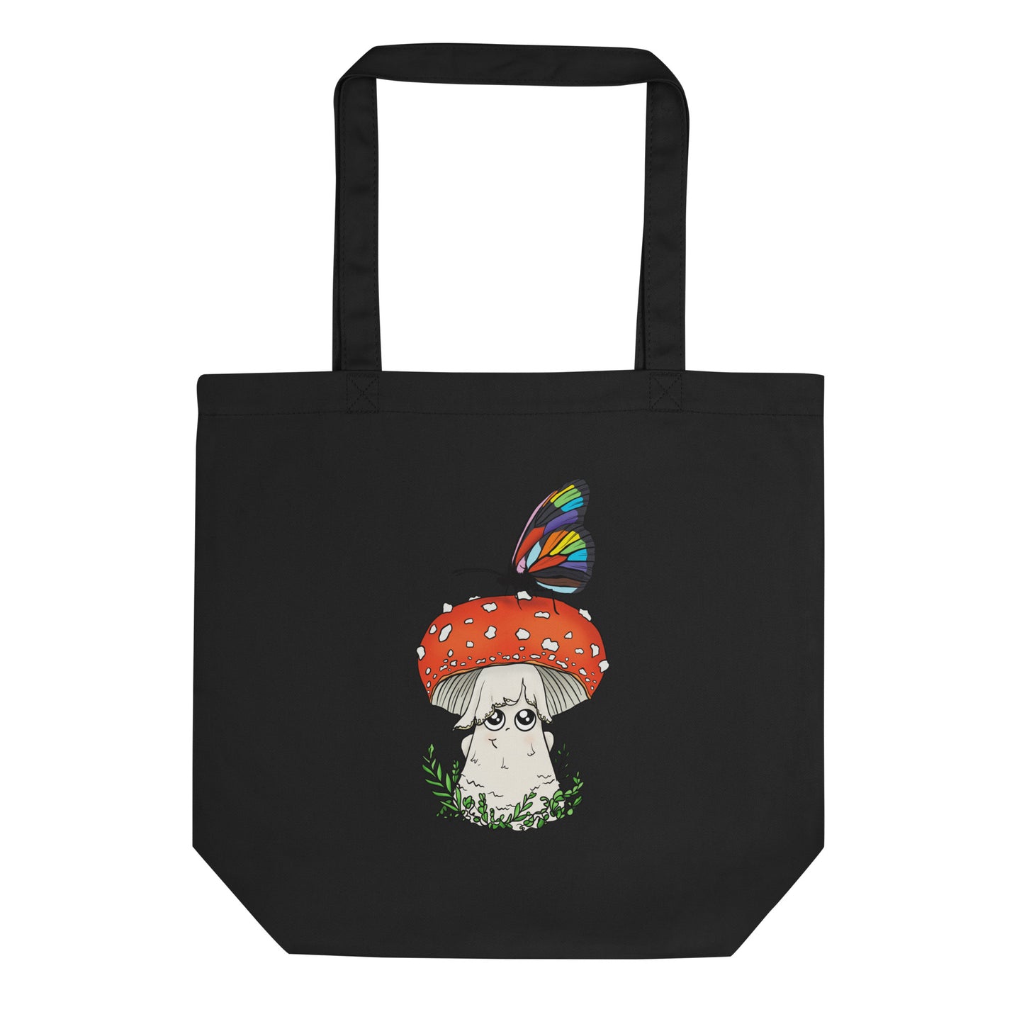 Amanita Mushroom w/Pride Butterfly | Eco-Friendly Tote Bag | Adorable Pride Mushroom Artwork
