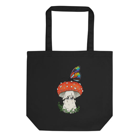 Amanita Mushroom w/Pride Butterfly | Eco-Friendly Tote Bag | Adorable Pride Mushroom Artwork