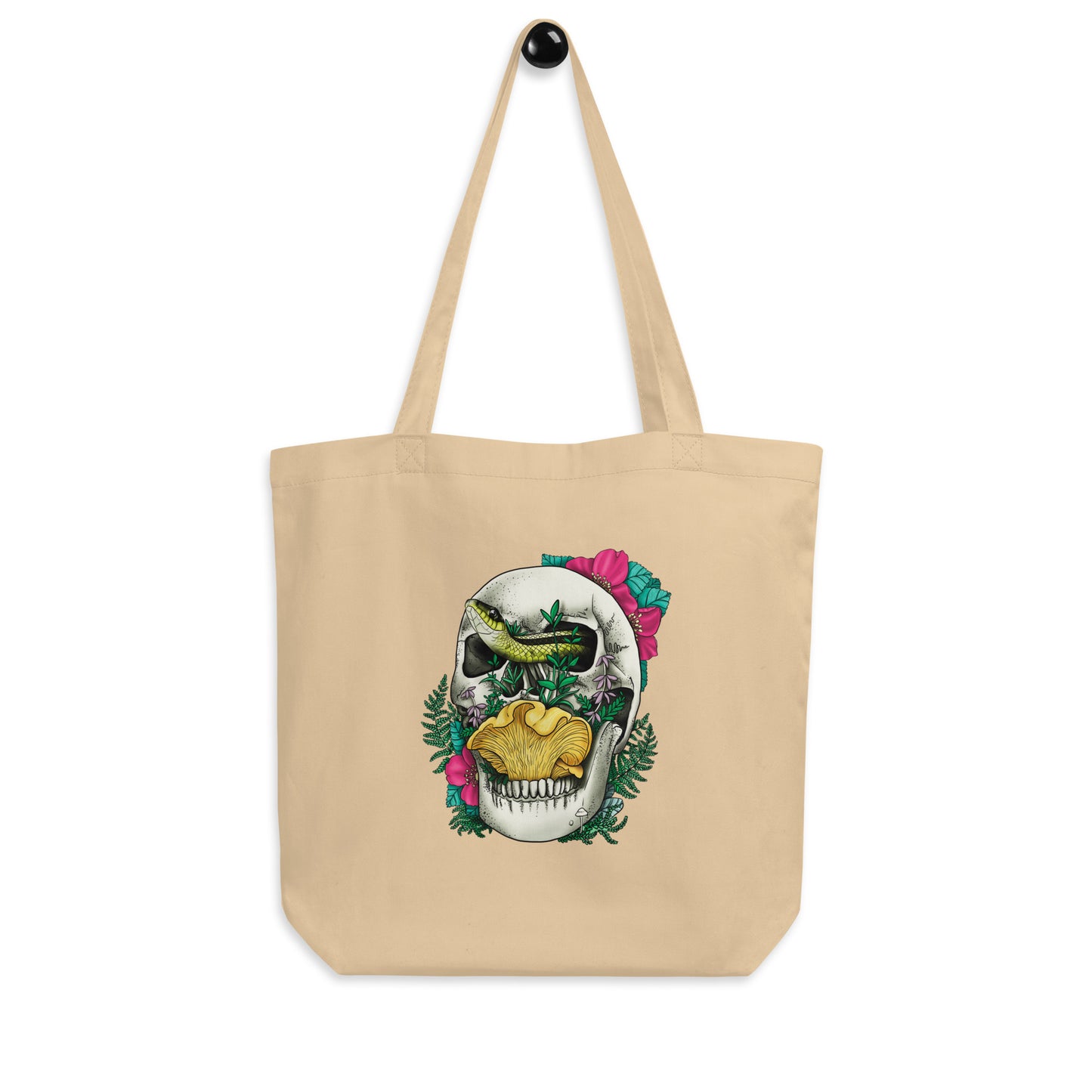 Skull, Snake and Chanterelle Mushroom | Eco-Friendly Tote Bag