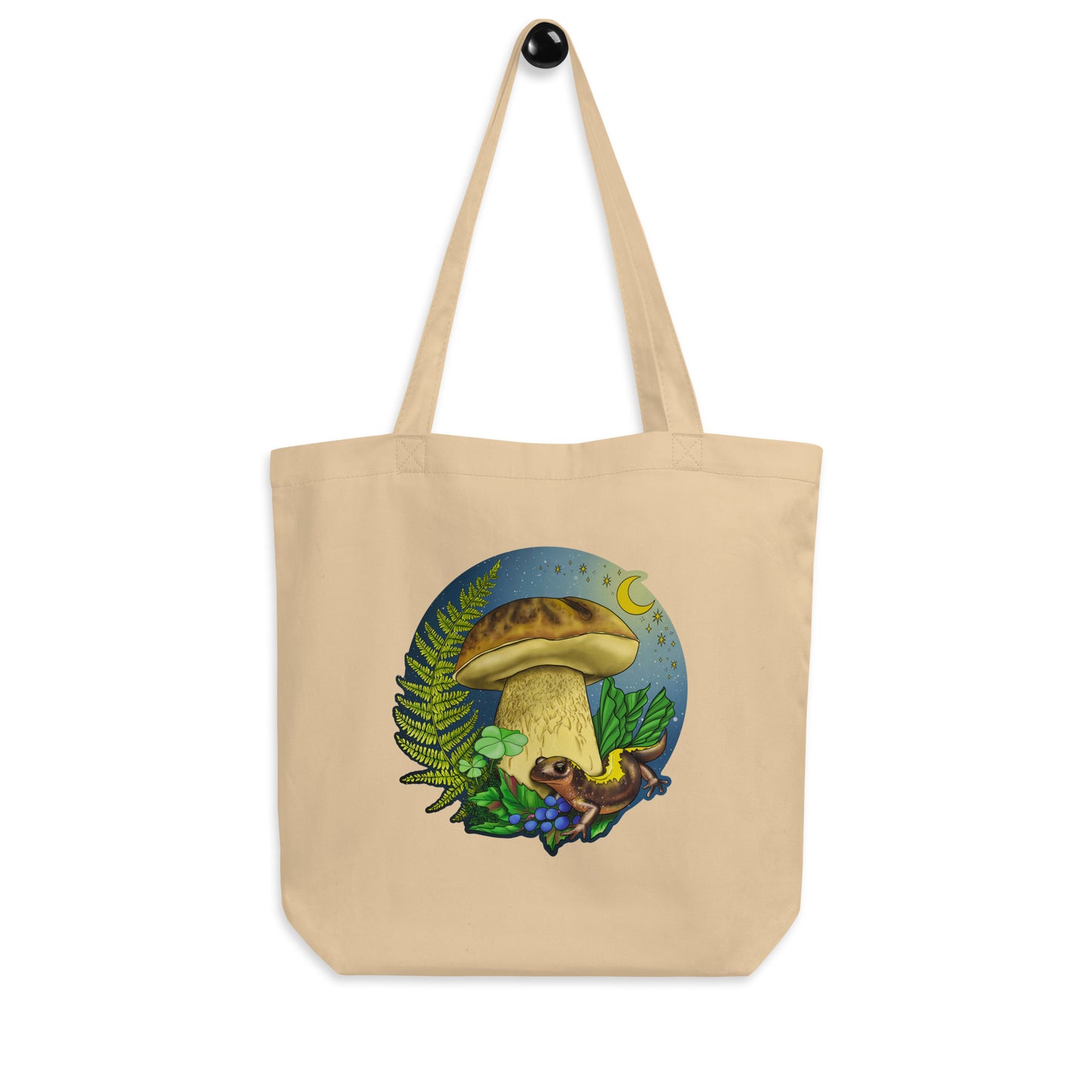 Porcini Mushroom and Salamander | Eco-Friendly Tote Bag | Beautiful Mushroom Artwork
