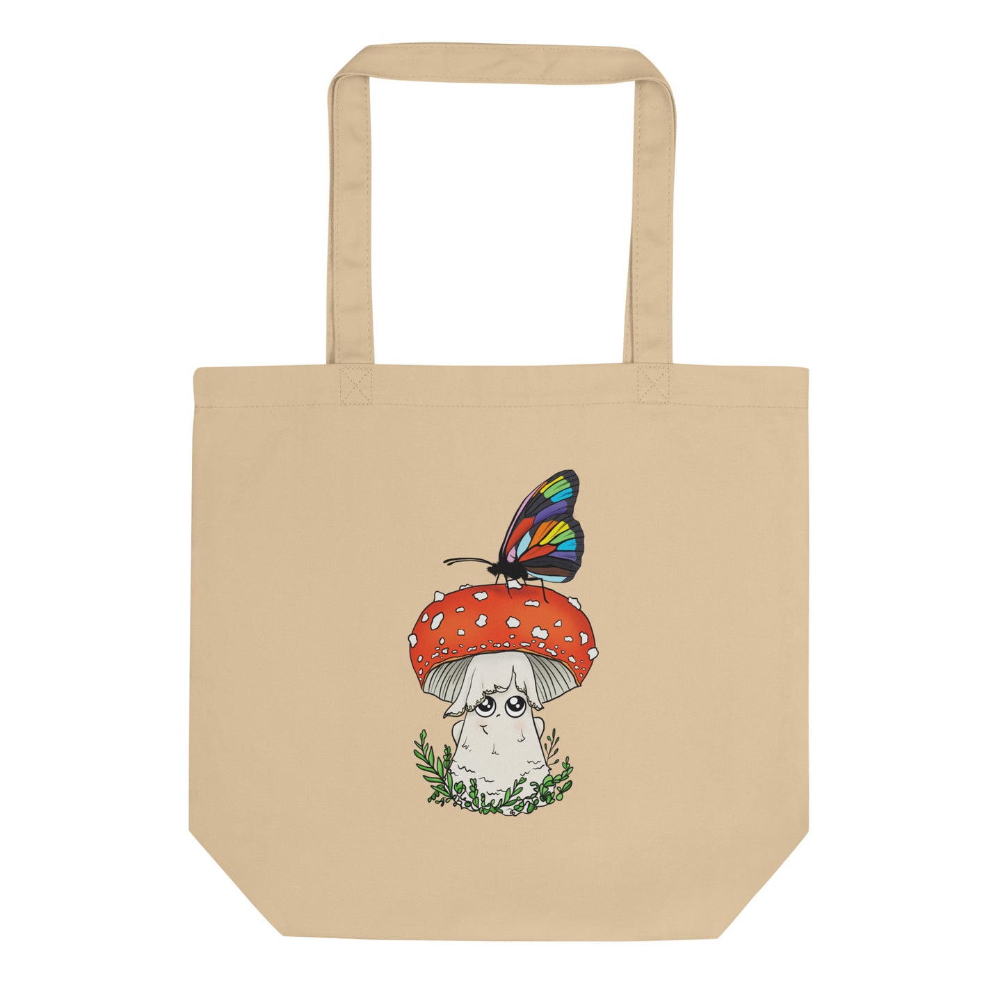 Amanita Mushroom w/Pride Butterfly | Eco-Friendly Tote Bag | Adorable Pride Mushroom Artwork
