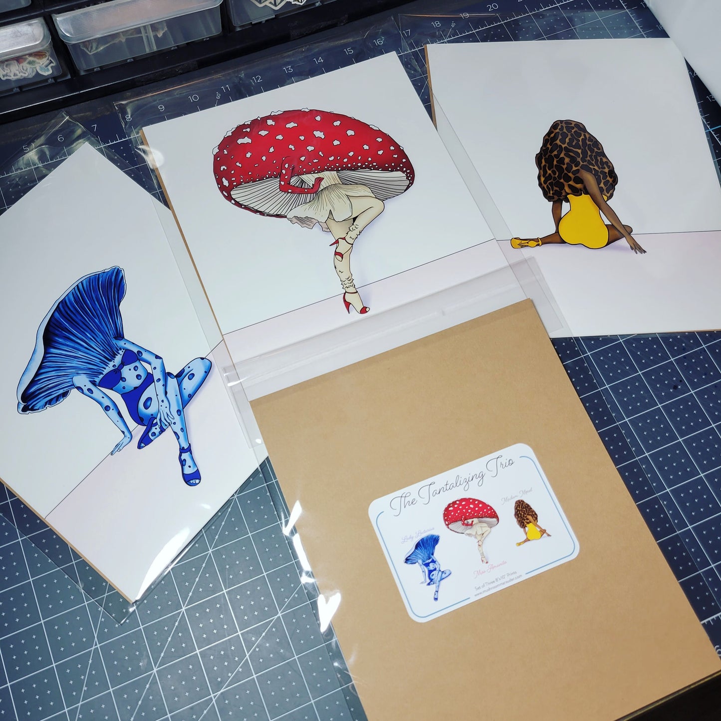 The Tantalizing Trio: A FunGal Triple Threat | Set of Three 8"x10" Prints | Sexy Mushroom Pinup Girls