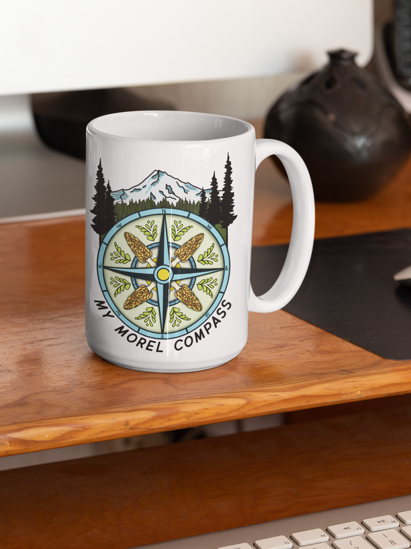 My Morel Compass | Funny Morel Mushroom Mug | Mushroom Artwork on Ceramic Cup | 11oz/15oz Sizes