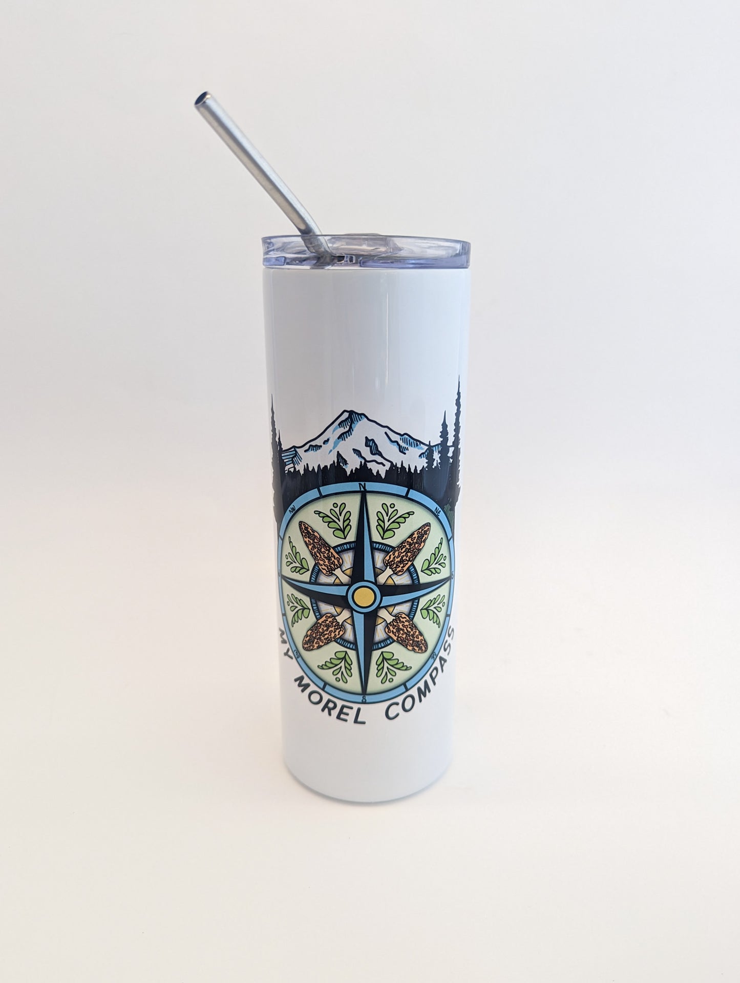 My Morel Compass | 20oz Stainless Steel Skinny Tumbler | Funny Morel Mushroom Artwork