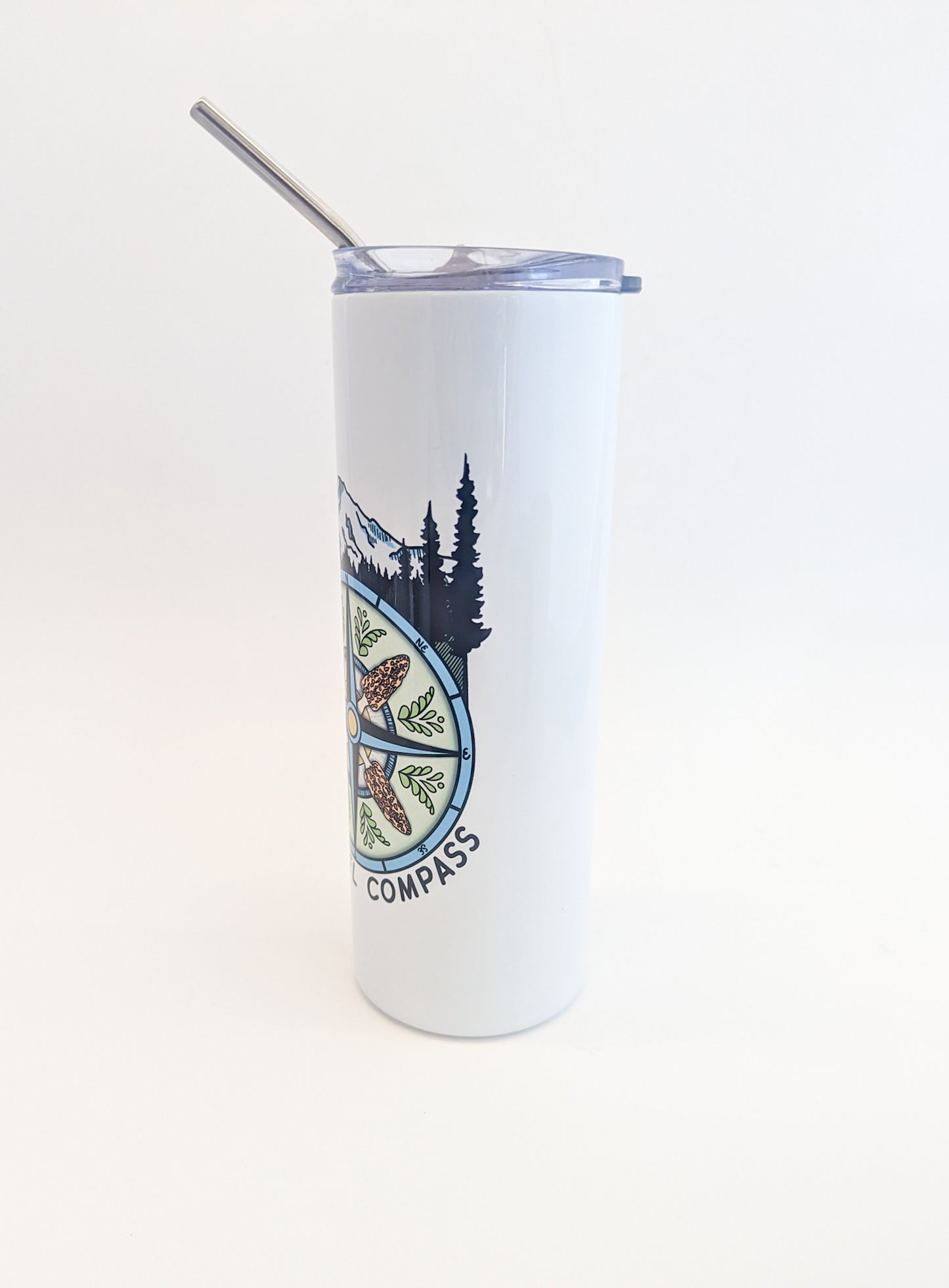 My Morel Compass | 20oz Stainless Steel Skinny Tumbler | Funny Morel Mushroom Artwork