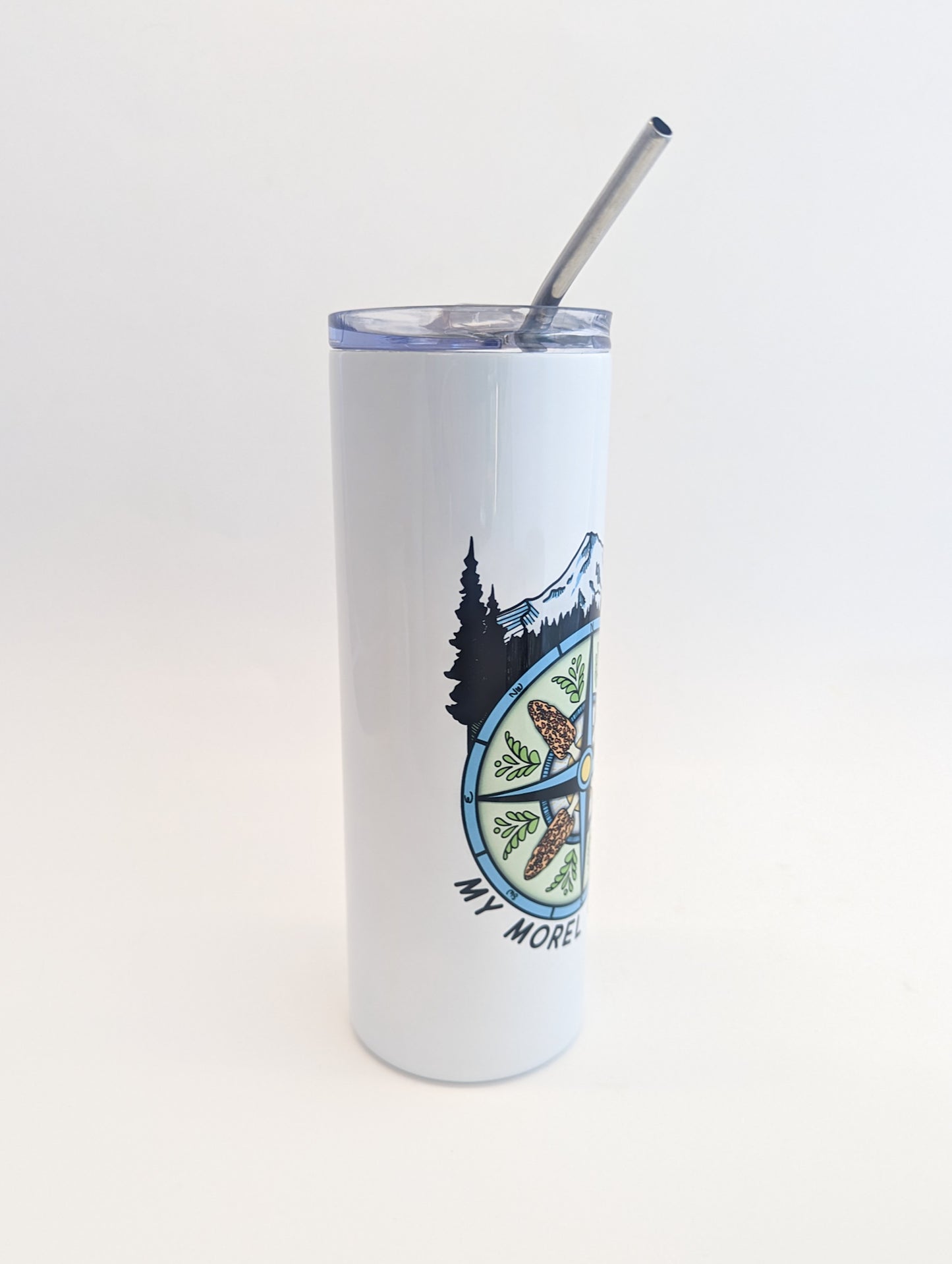 My Morel Compass | 20oz Stainless Steel Skinny Tumbler | Funny Morel Mushroom Artwork