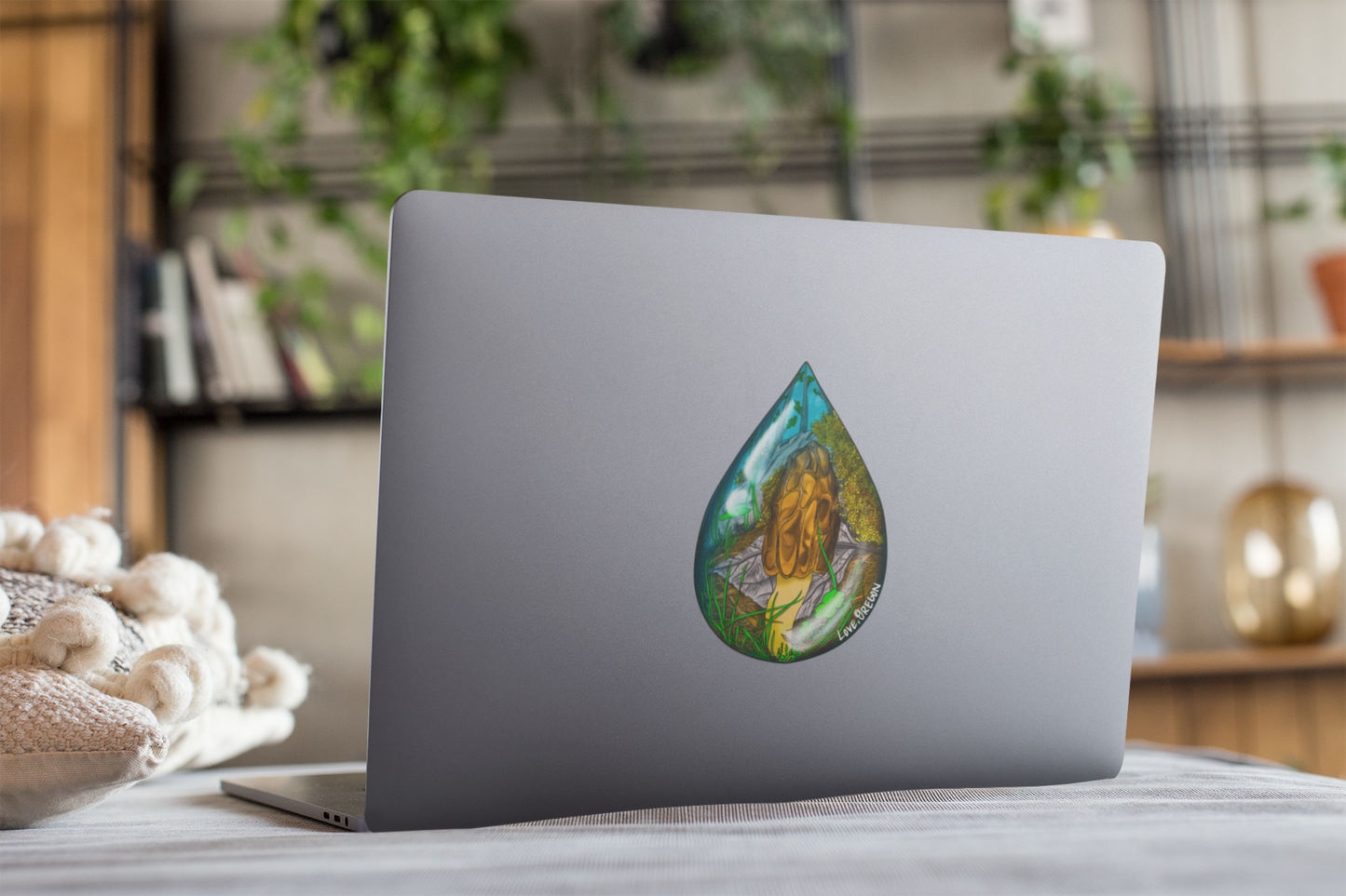 Morel Mushroom Raindrop Sticker | "Love, Oregon" Realistic Mushroom Artwork