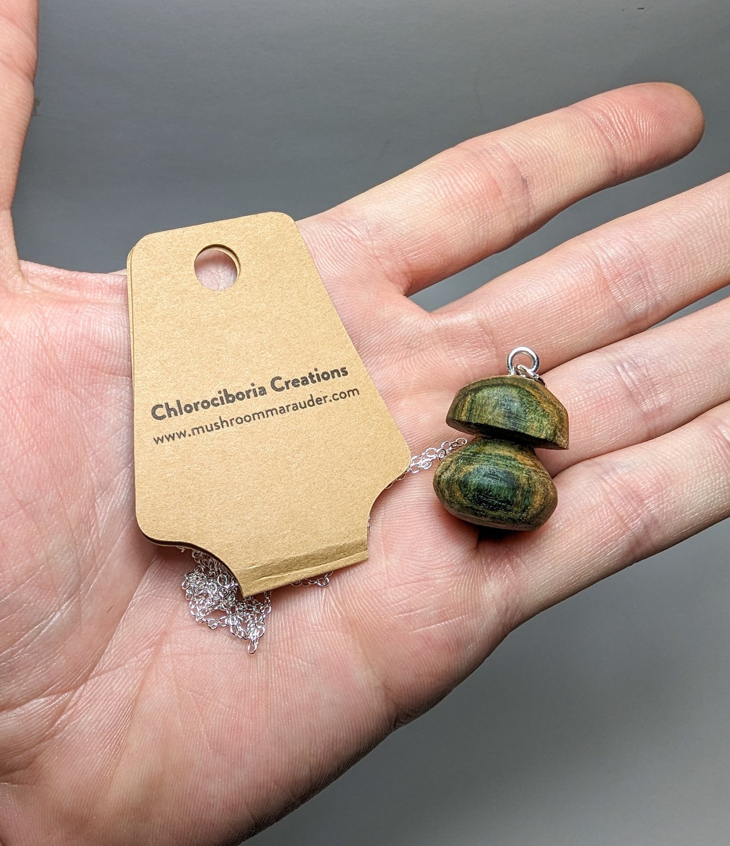 Naturally Fungus-Stained Wooden Pendant | Porcini Mushroom #8