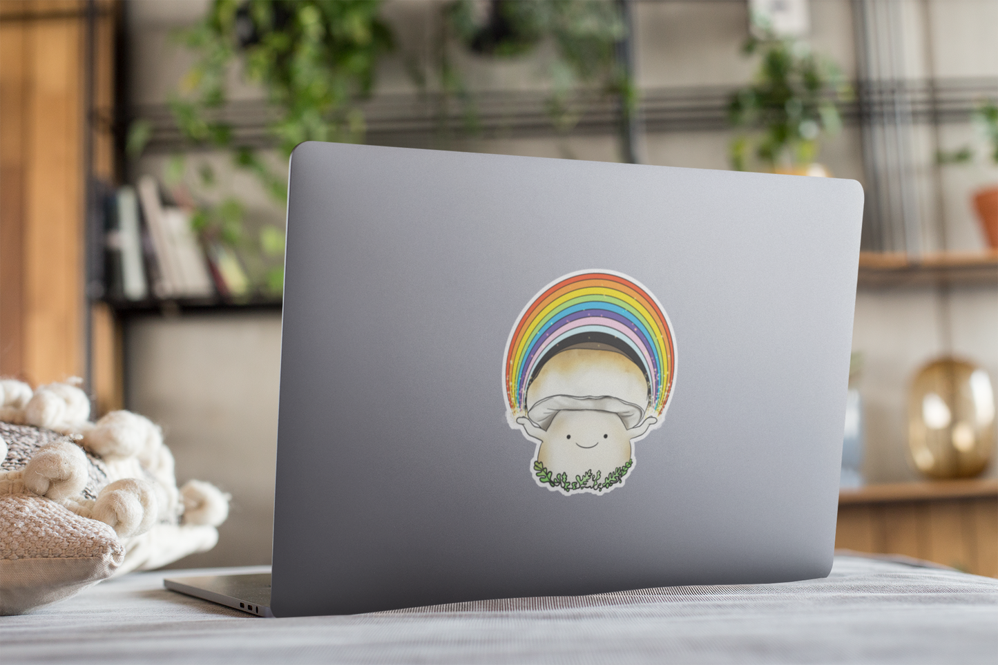 Porcini Mushroom Pride Sticker | King Bolete/Porcini Holding Rainbow