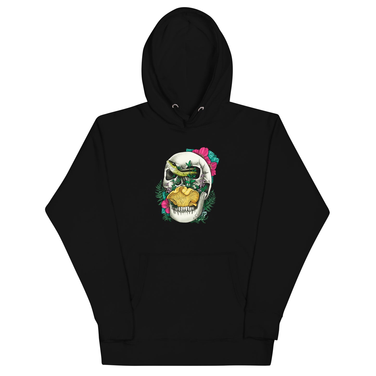 Skull, Snake and Chanterelle Mushroom | Unisex Hoodie | Morbid Mushroom Apparel